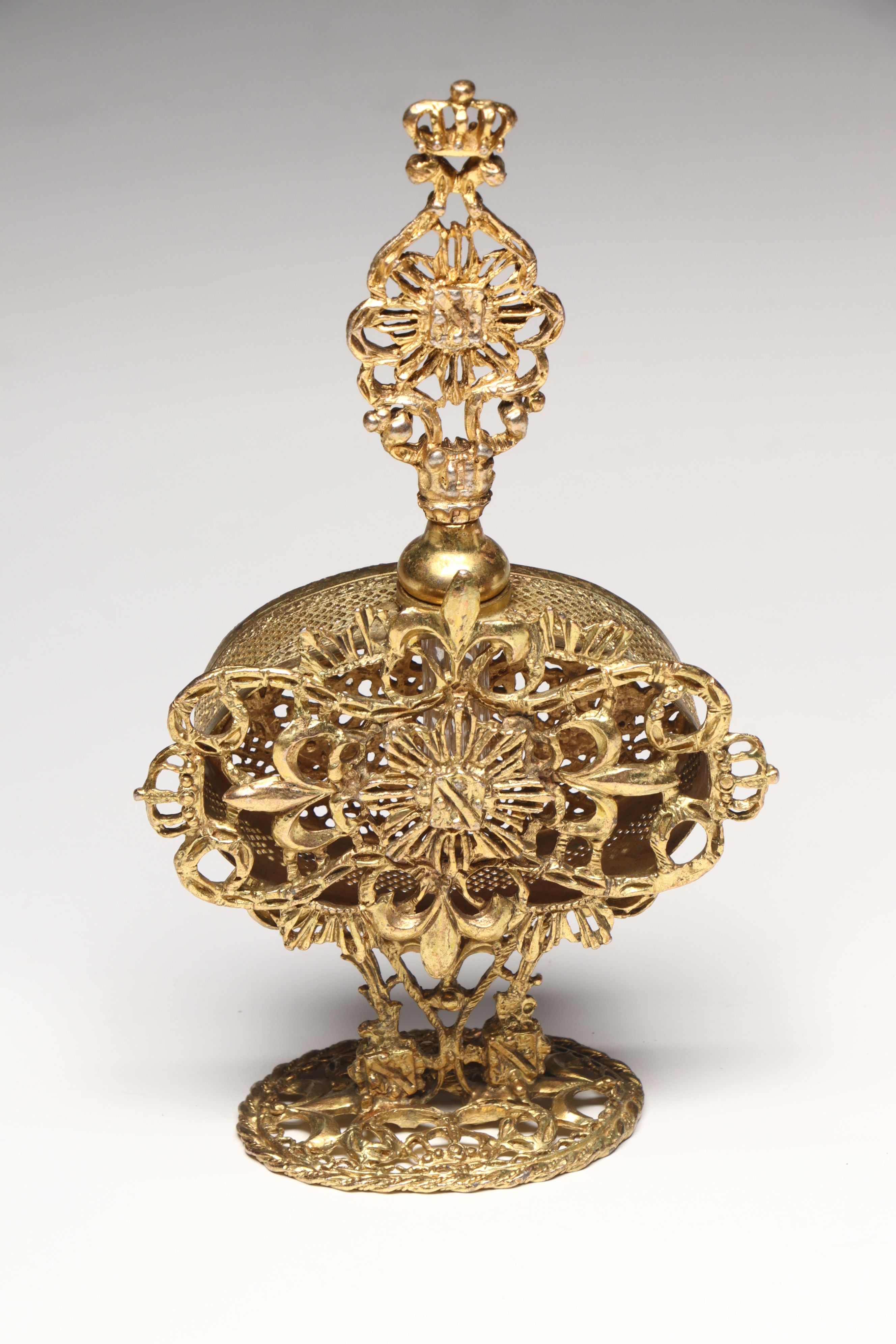 Rococo Style Gilt Finish Perfume Bottles and Vanity Box