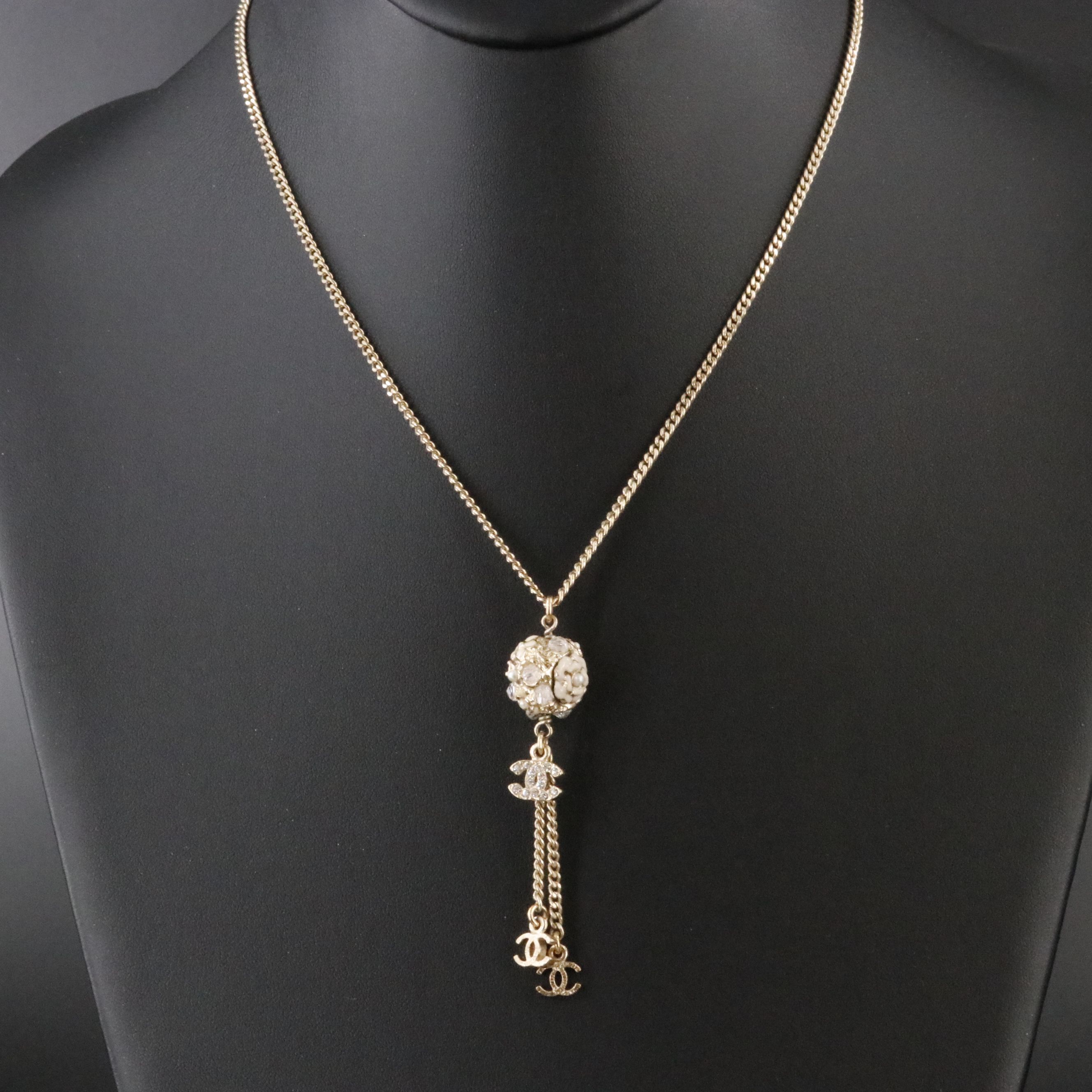 Chanel CC Crystal and Enamel Ball Drop Necklace 2011
