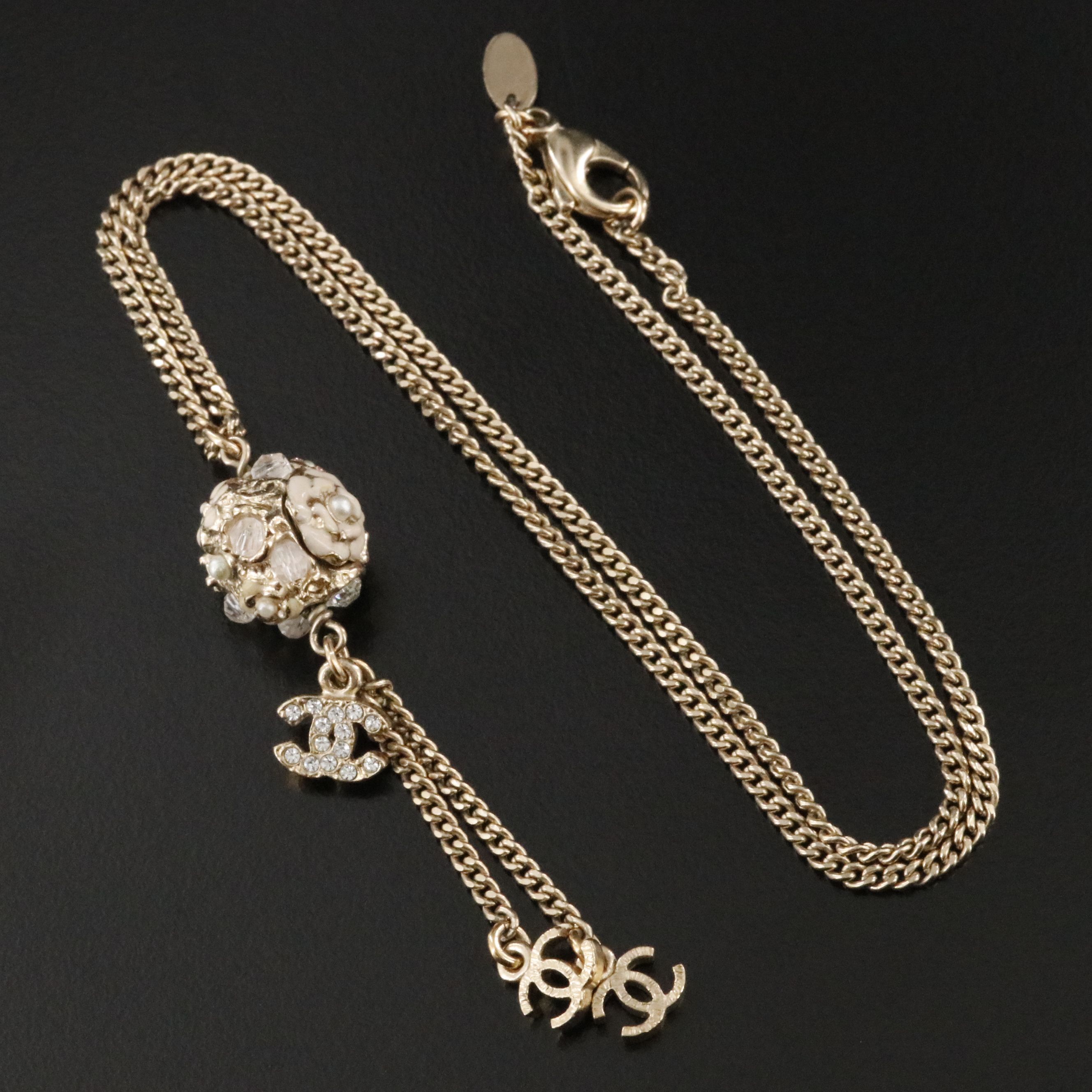 Chanel CC Crystal and Enamel Ball Drop Necklace 2011
