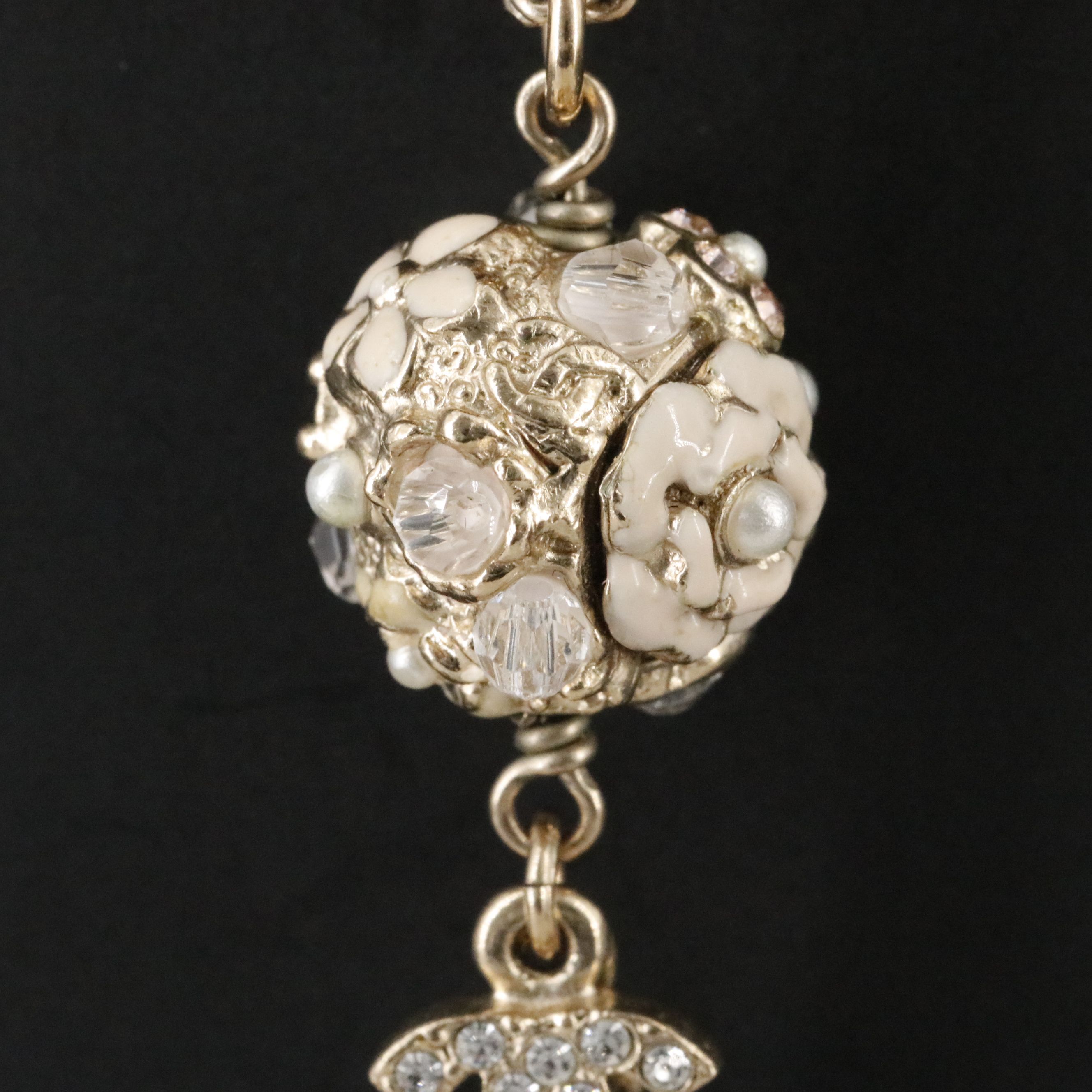 Chanel CC Crystal and Enamel Ball Drop Necklace 2011