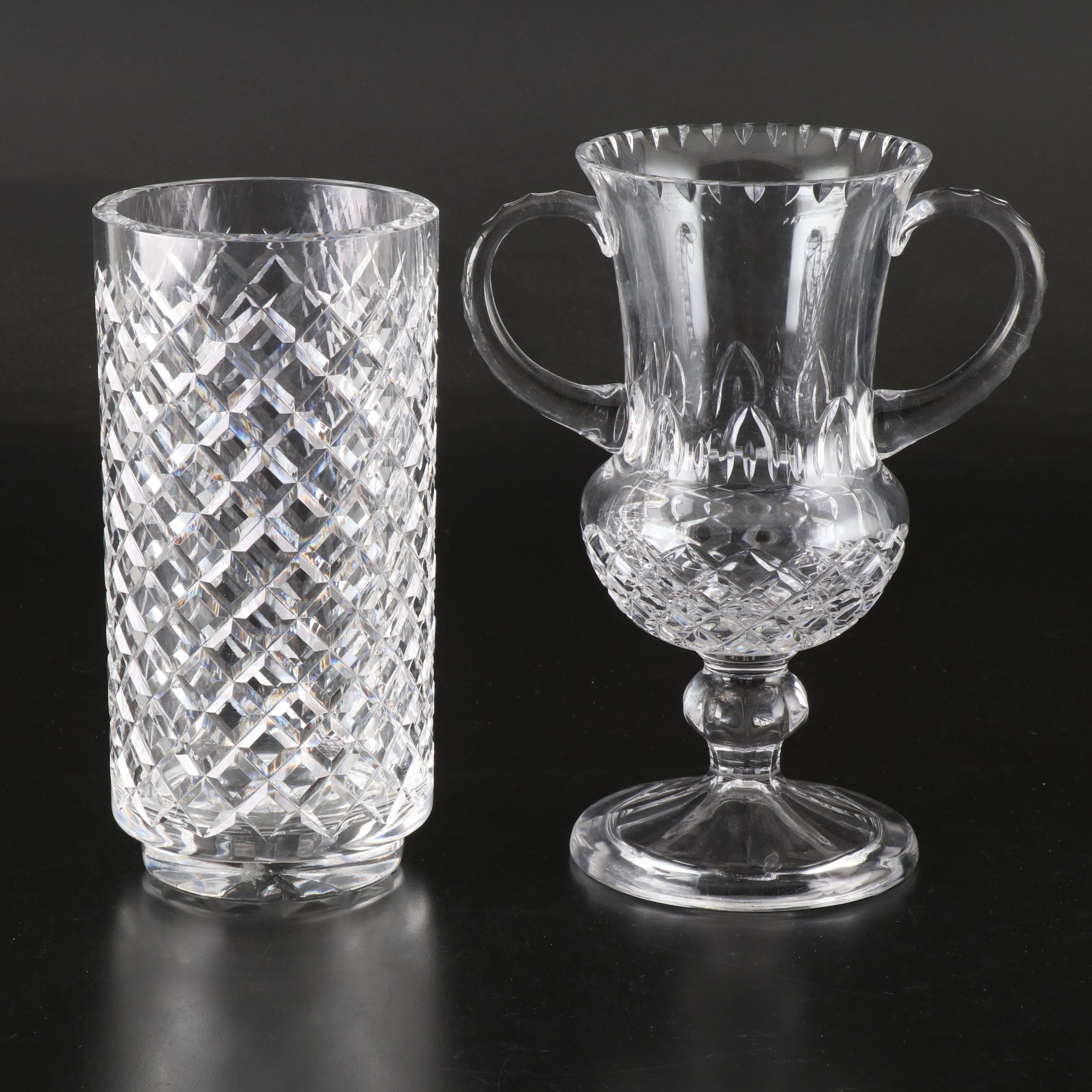 Waterford "Alana" Crystal Vase with Crystal Footed and Handled Vase