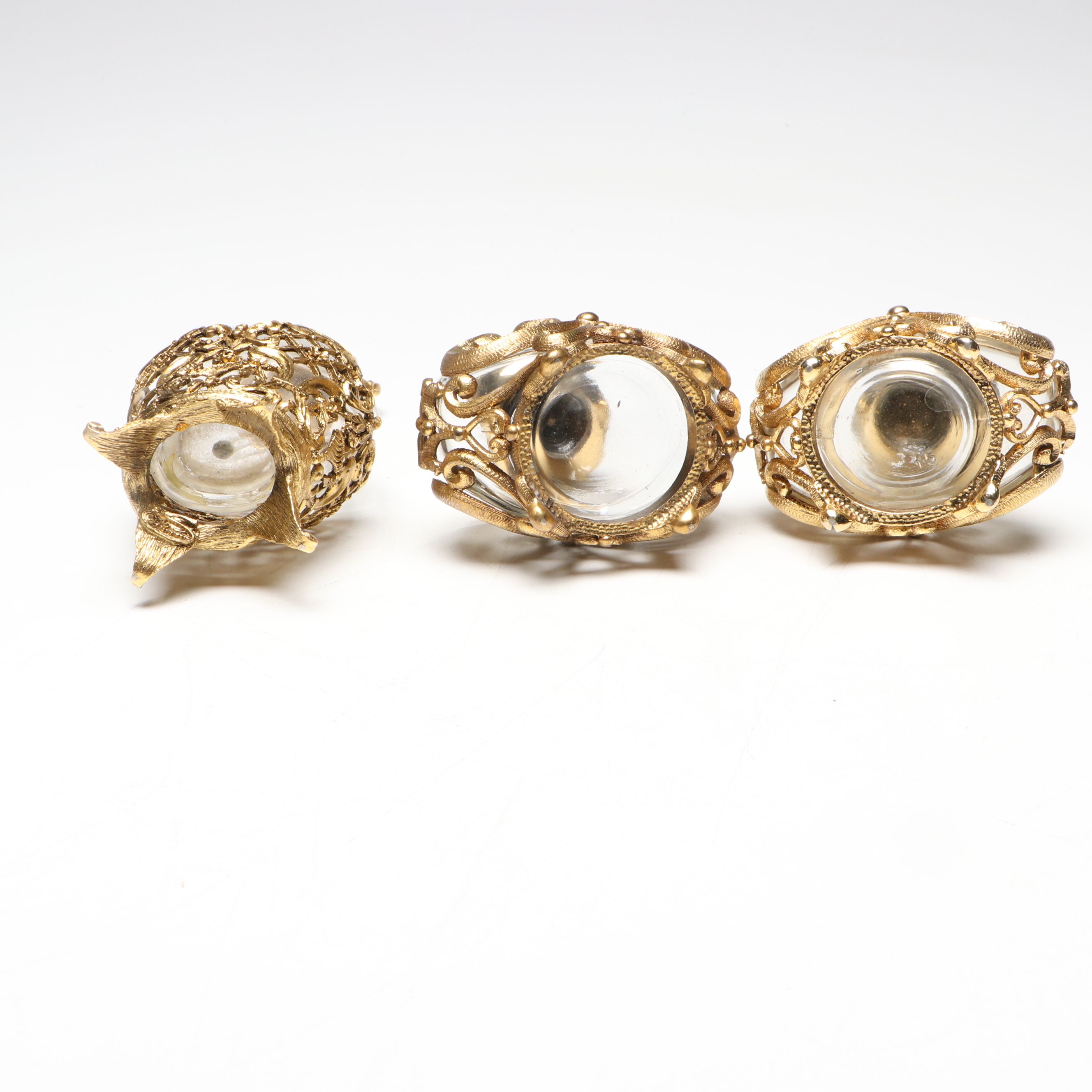 Gilt Ormolu Perfume Bottles with Mirrored Floral Vanity Tray, 20th Century