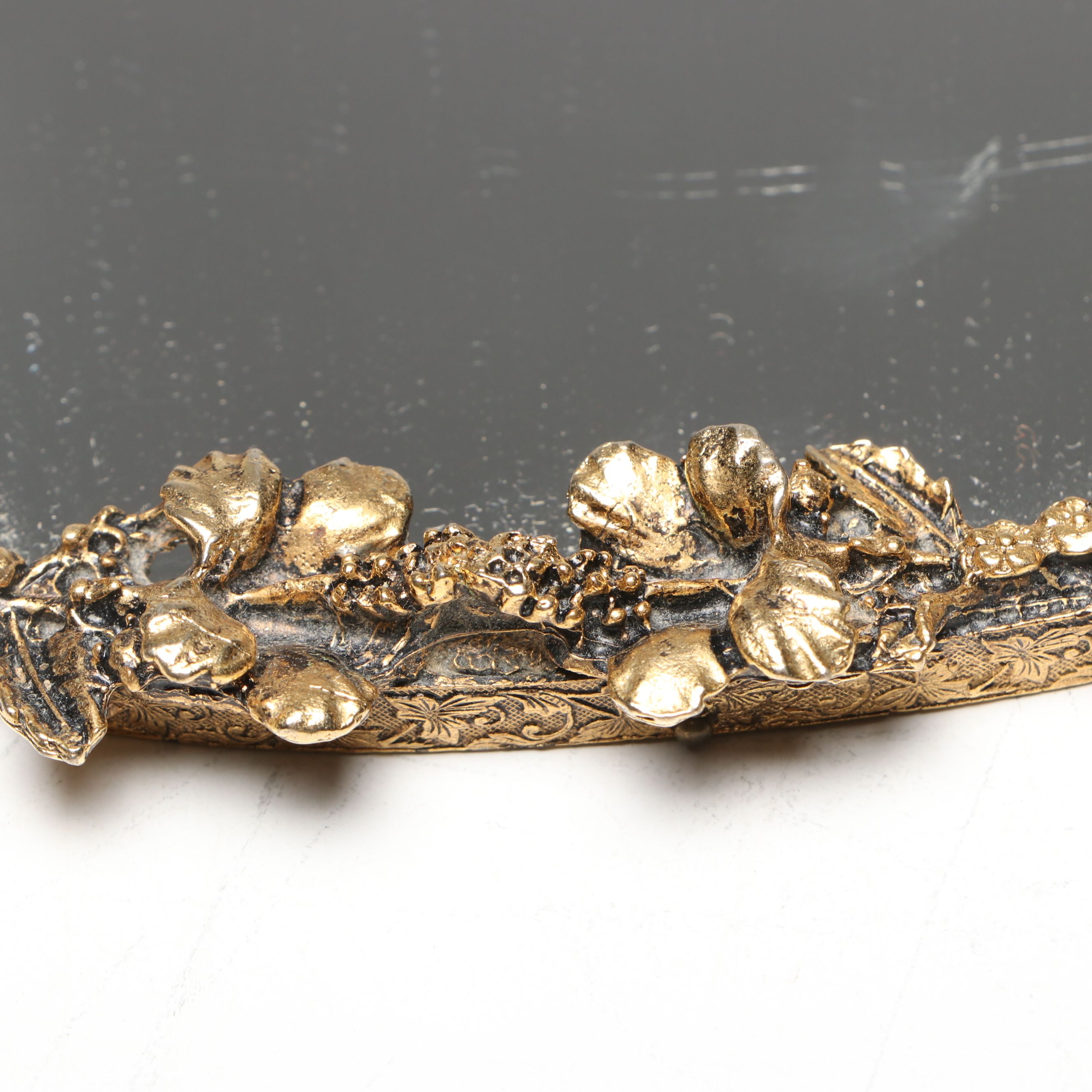 Gilt Ormolu Perfume Bottles with Mirrored Floral Vanity Tray, 20th Century