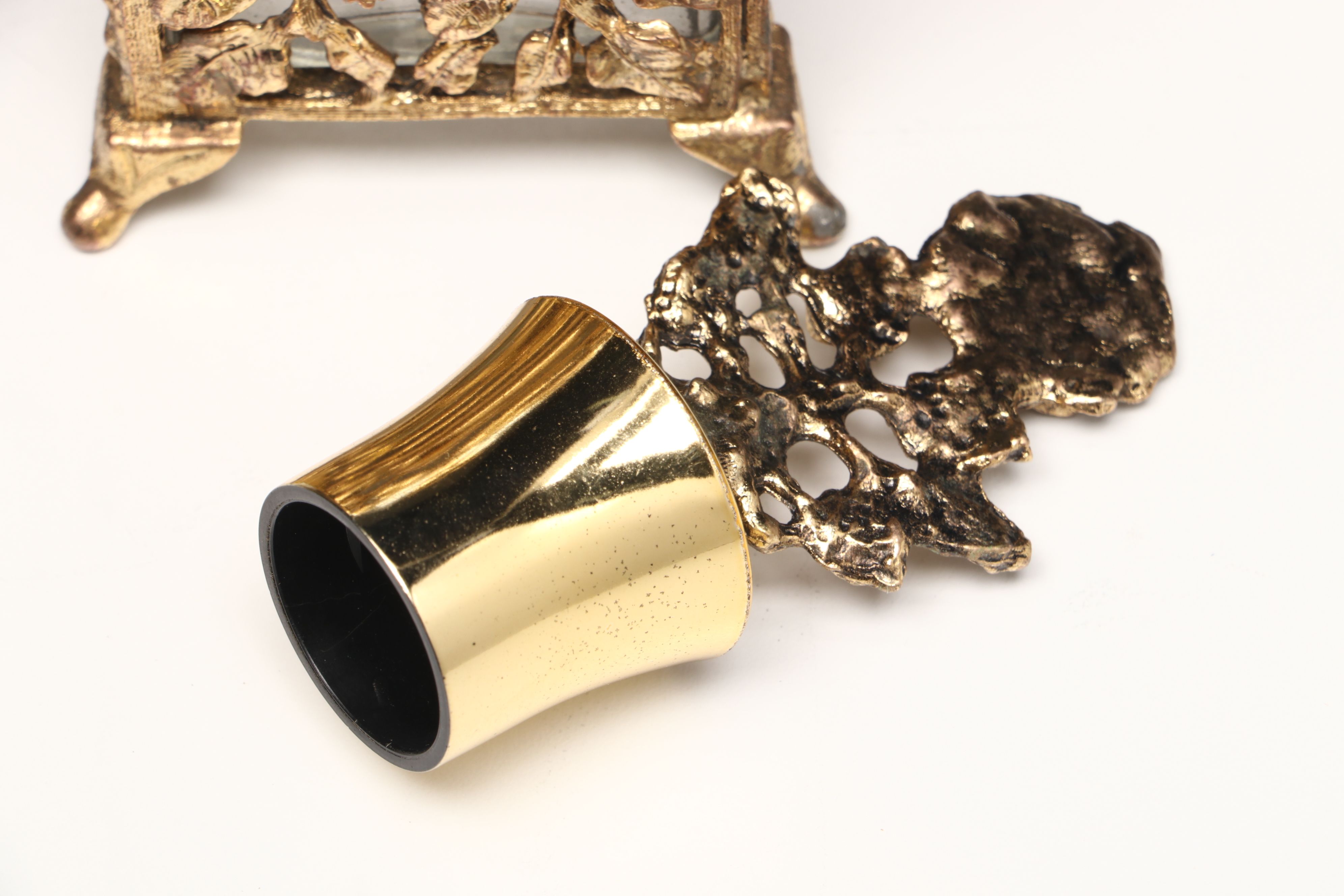 Hollywood Regency Style Ormolu Vanity Boxes and Perfume Bottle