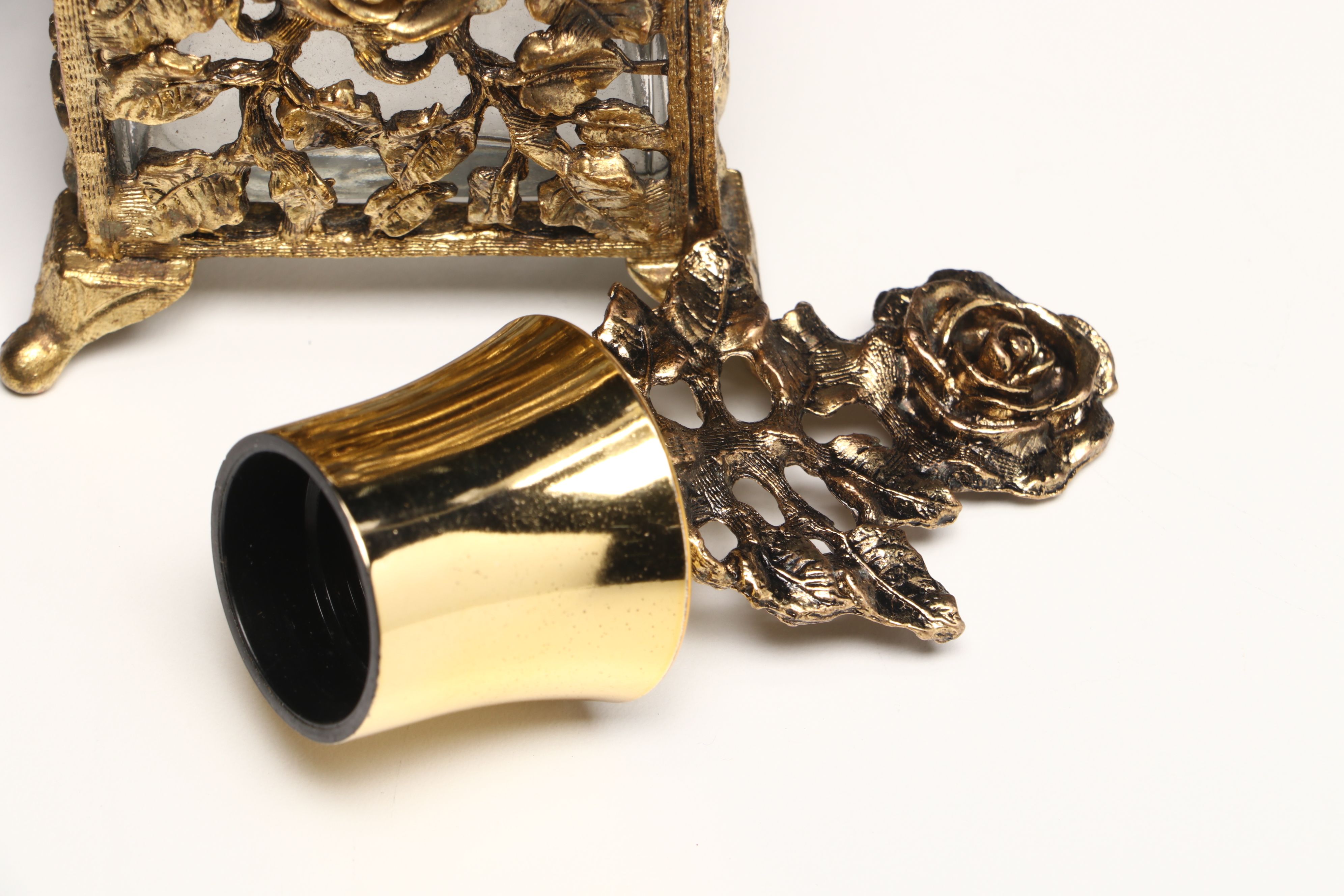 Hollywood Regency Style Ormolu Vanity Boxes and Perfume Bottle