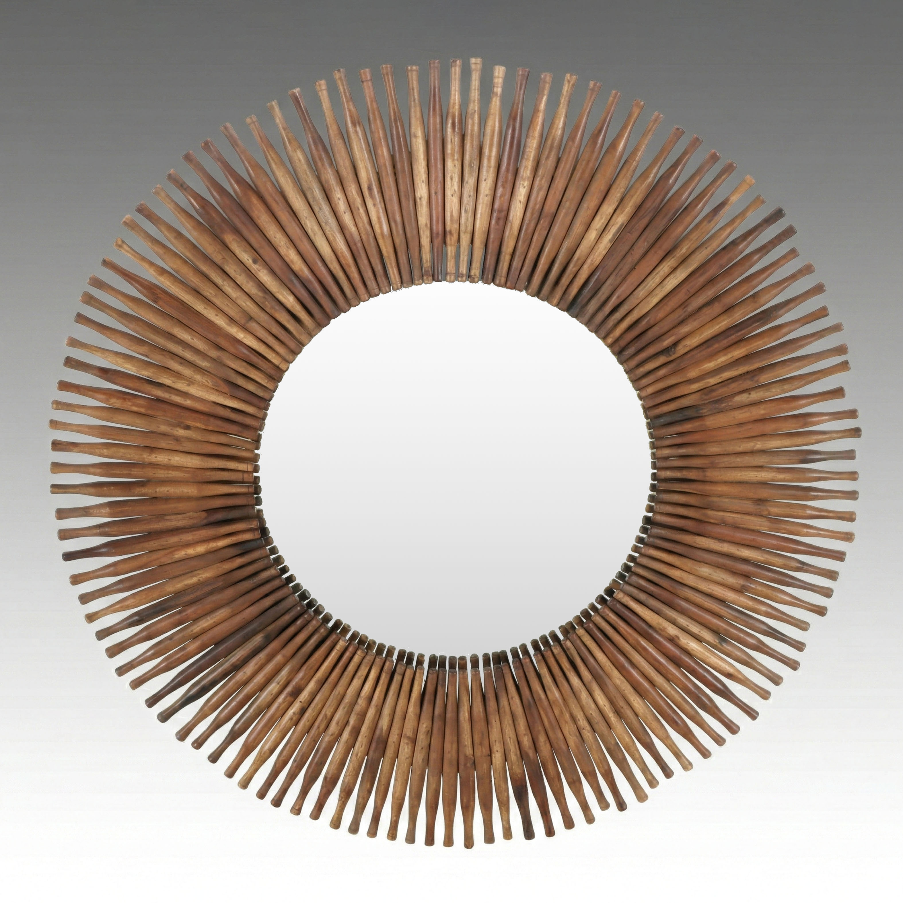 Antiqued Wooden Rolling Pin Wall Mirror