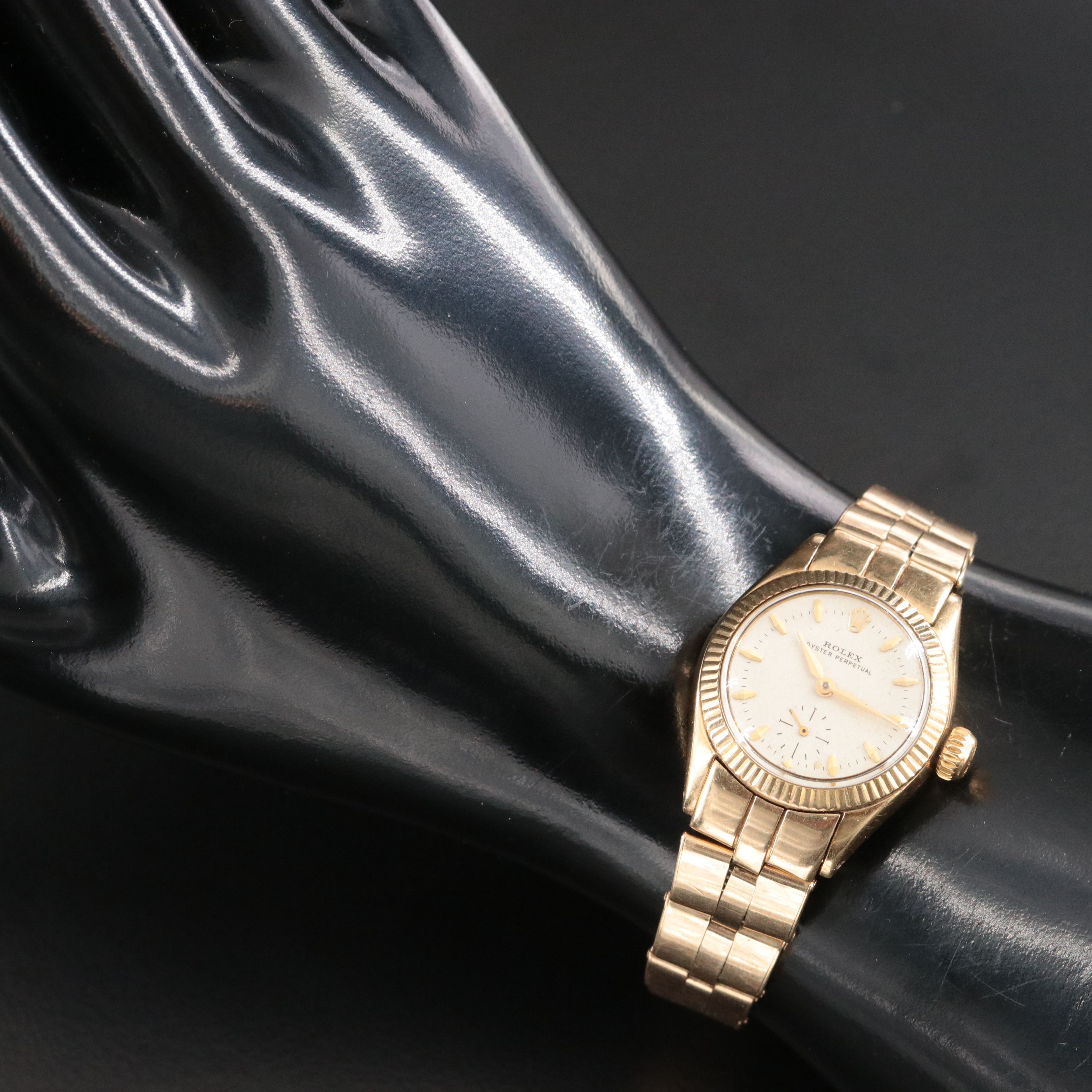 Vintage 14K Rolex Oyster Perpetual Custom Expansion Bracelet Watch