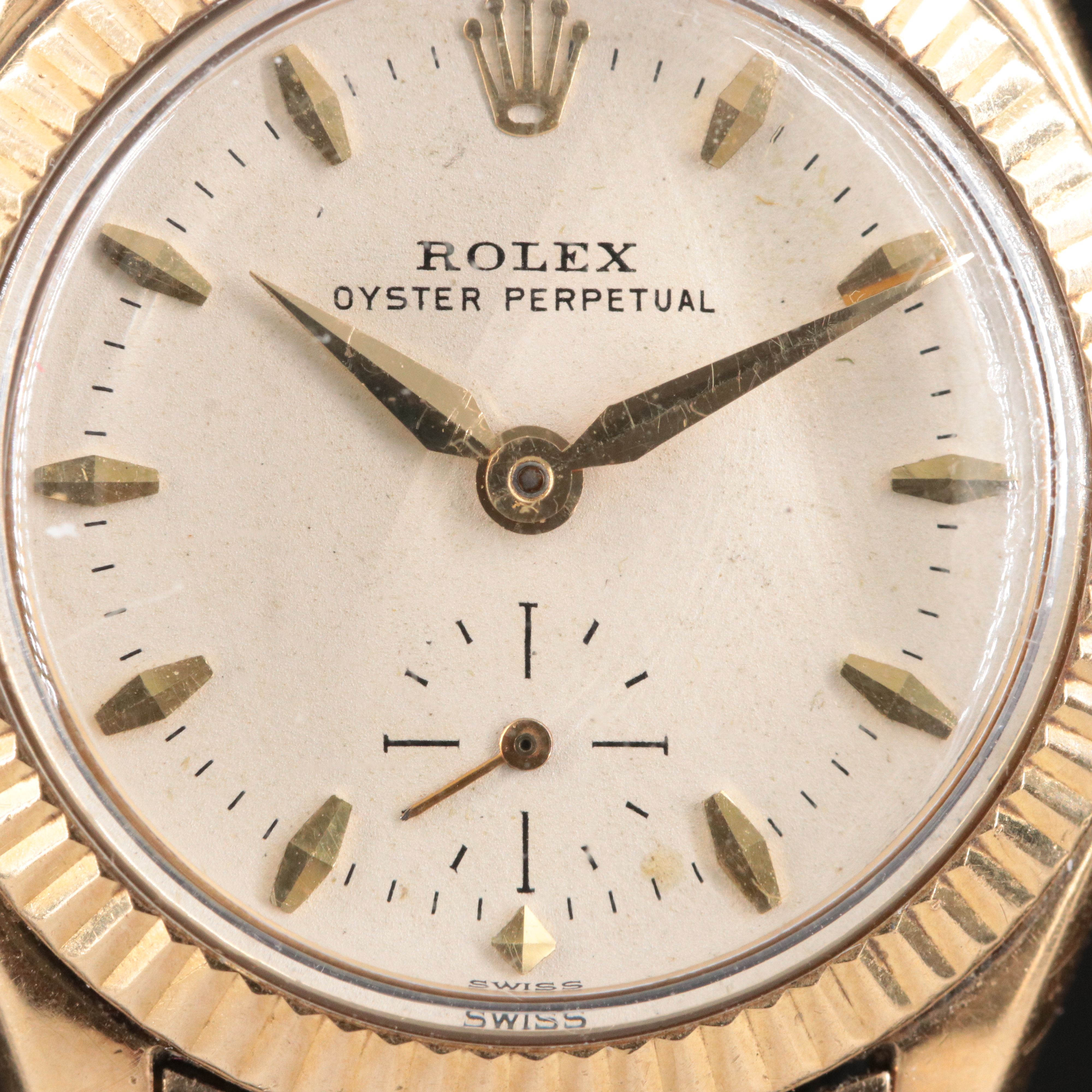 Vintage 14K Rolex Oyster Perpetual Custom Expansion Bracelet Watch