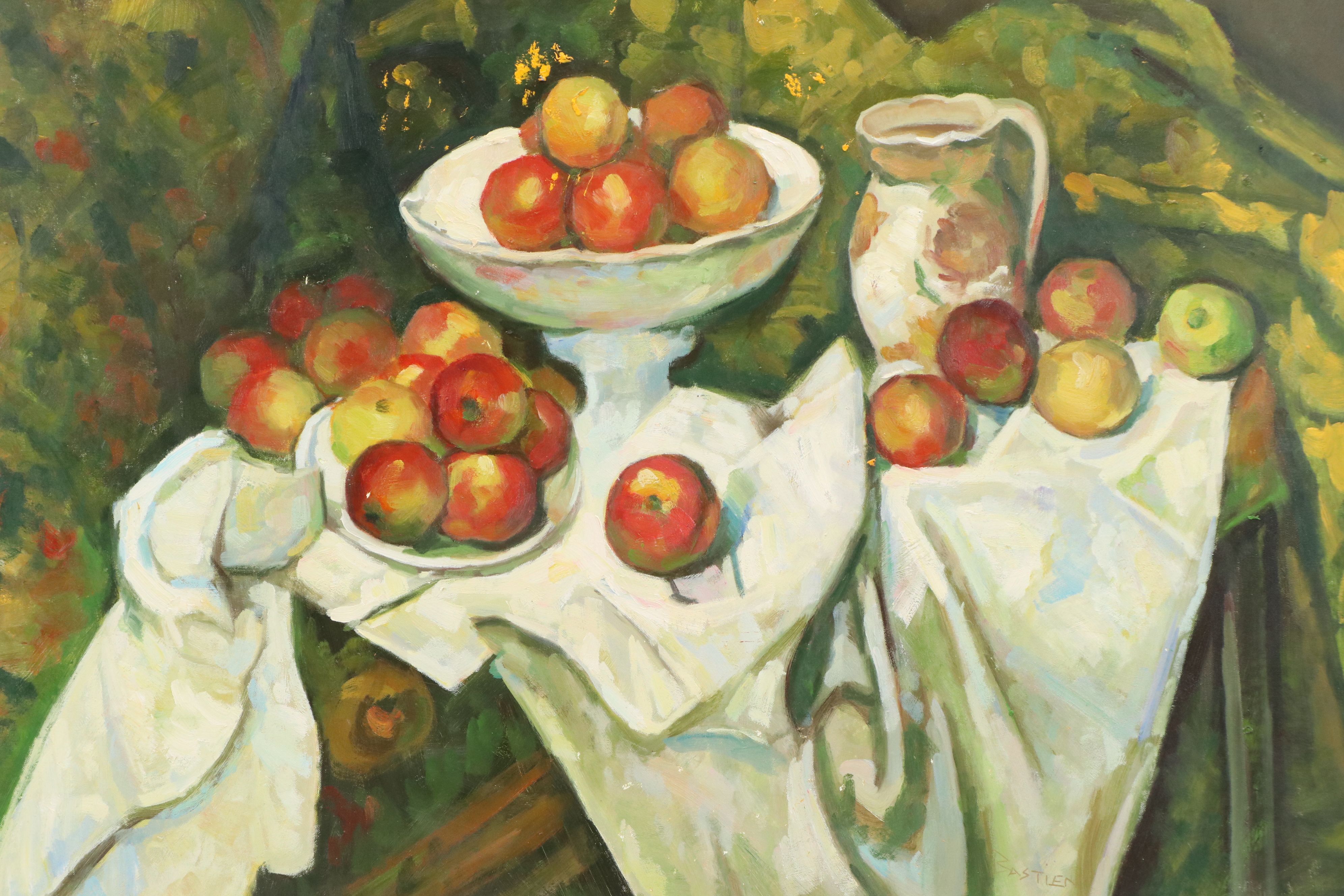 After Paul Cézanne Oil Master Copy of "Still Life with Apples," 21st Century