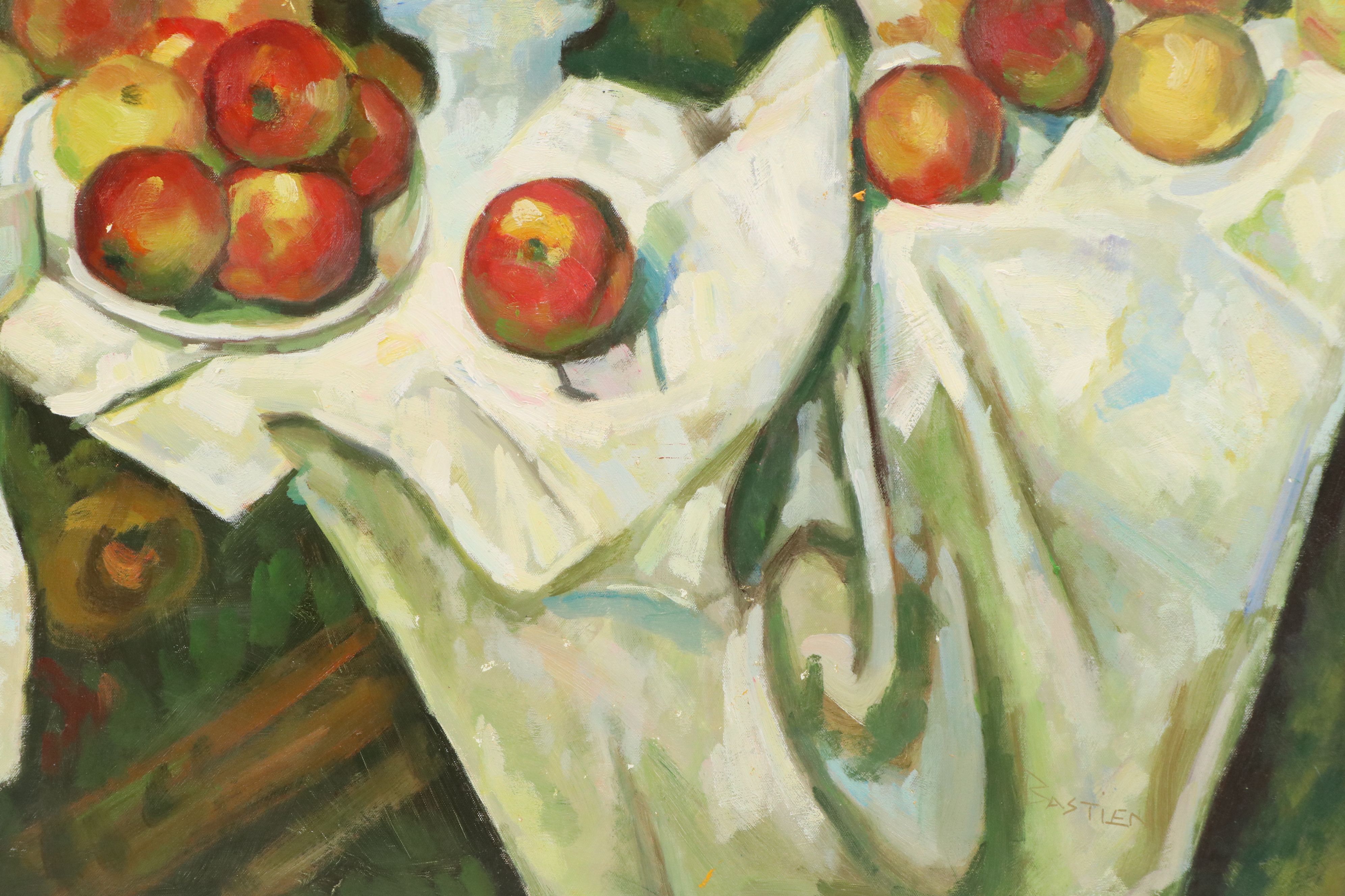 After Paul Cézanne Oil Master Copy of "Still Life with Apples," 21st Century