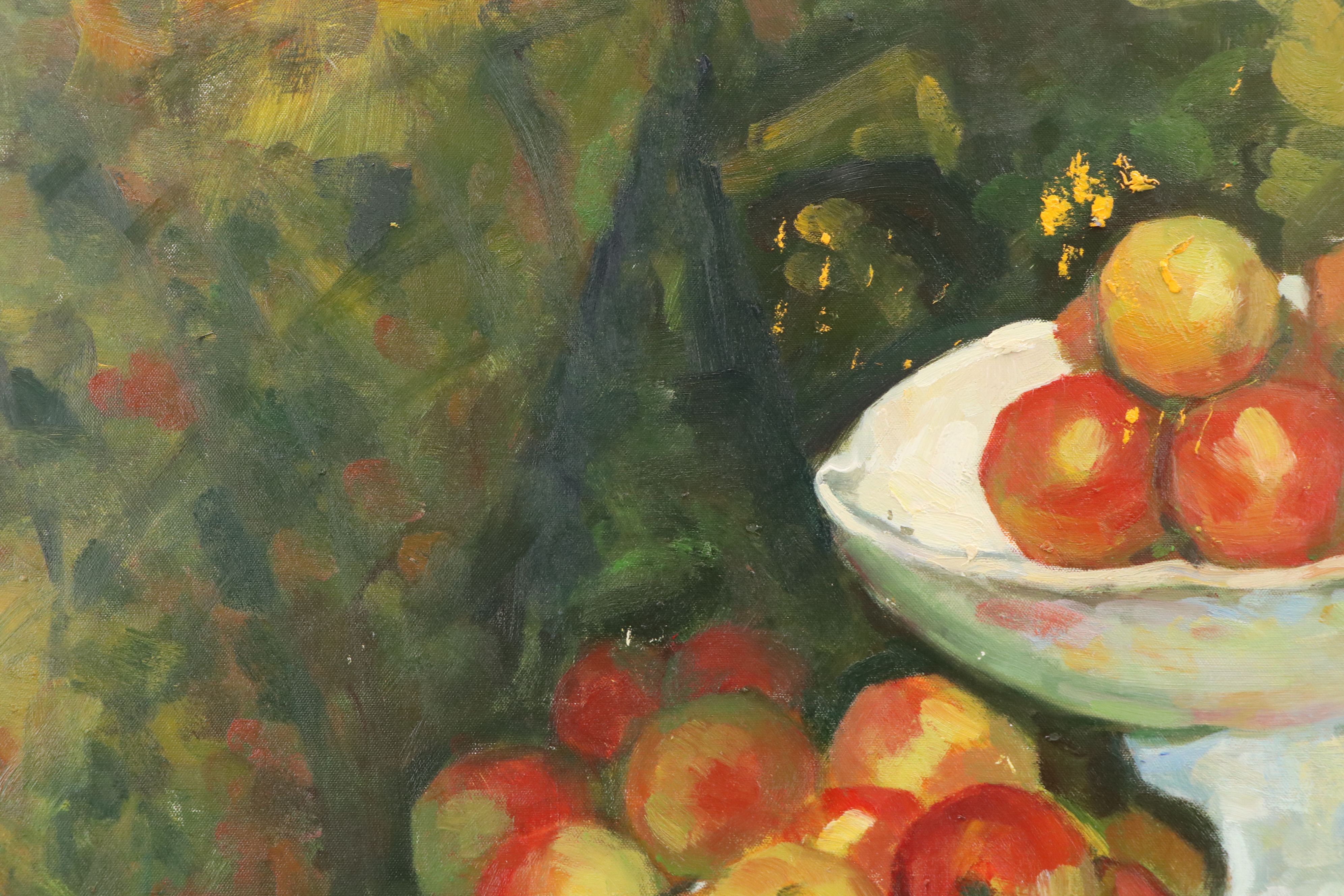 After Paul Cézanne Oil Master Copy of "Still Life with Apples," 21st Century