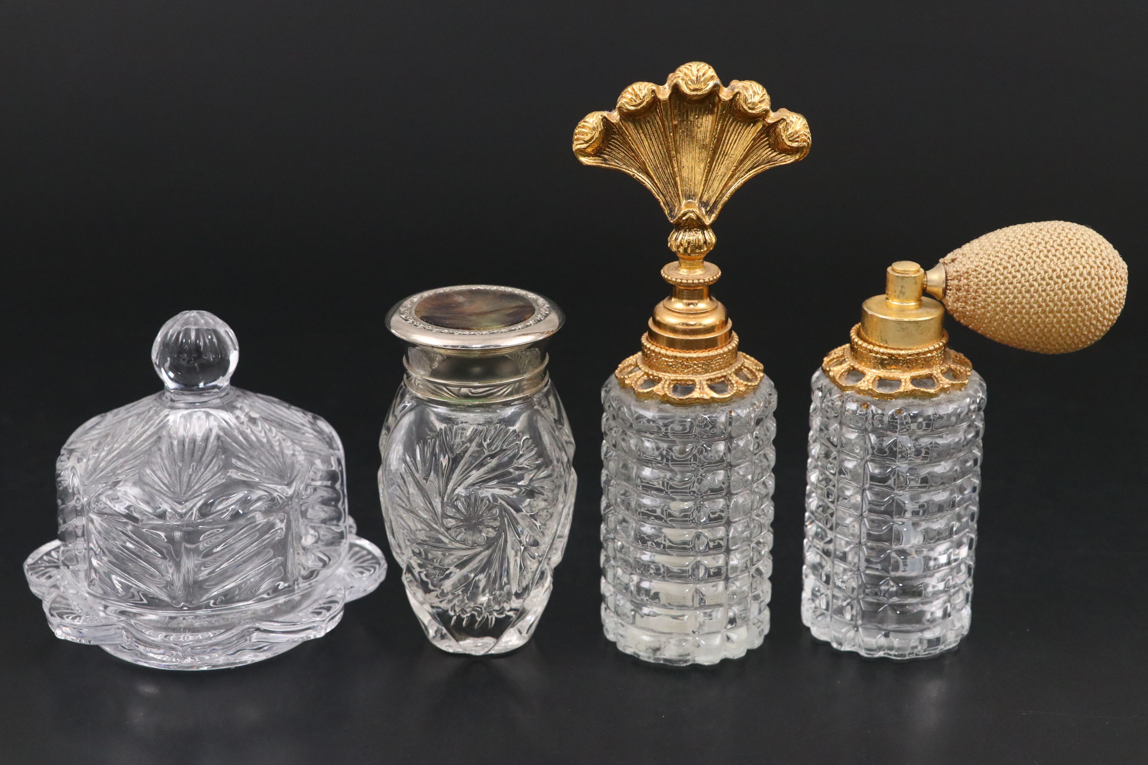 Polonia, Violetta, Rovelli, and Other Crystal Perfume Bottles and Tray