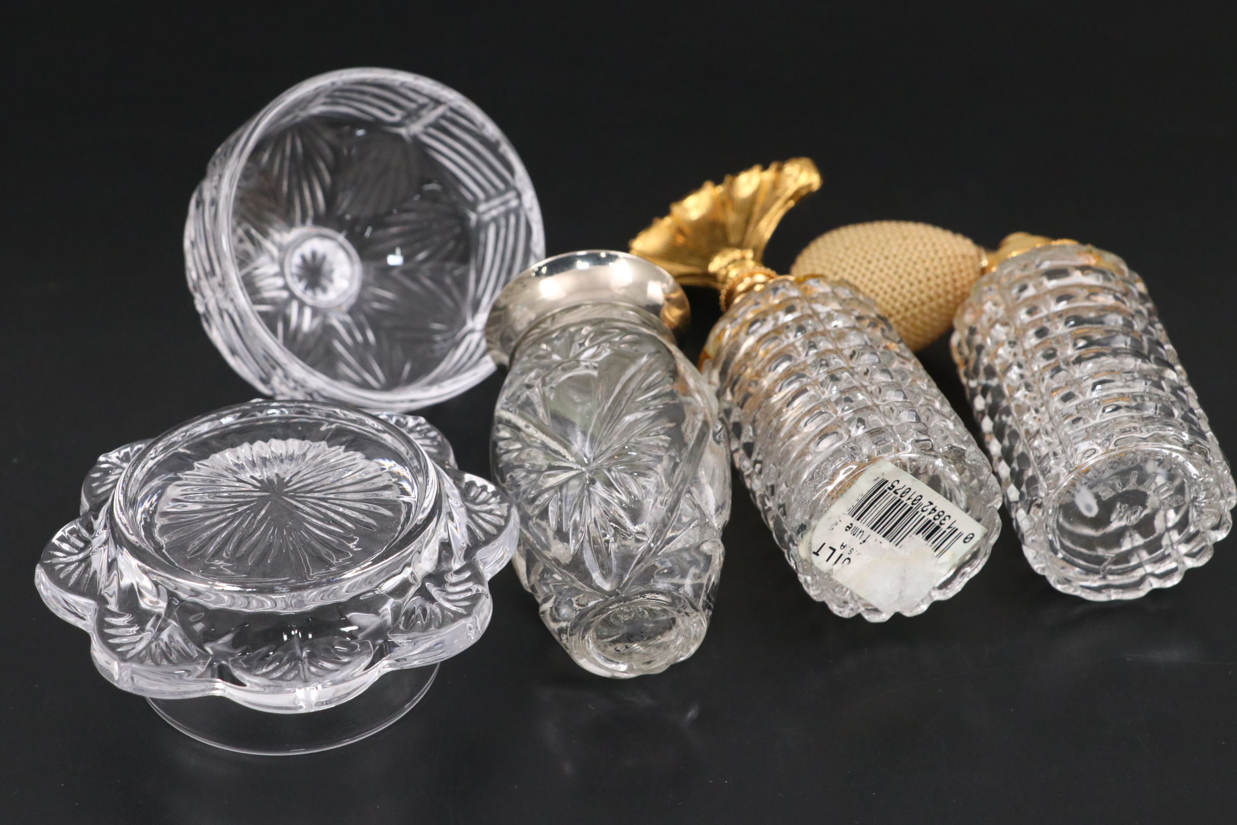 Polonia, Violetta, Rovelli, and Other Crystal Perfume Bottles and Tray