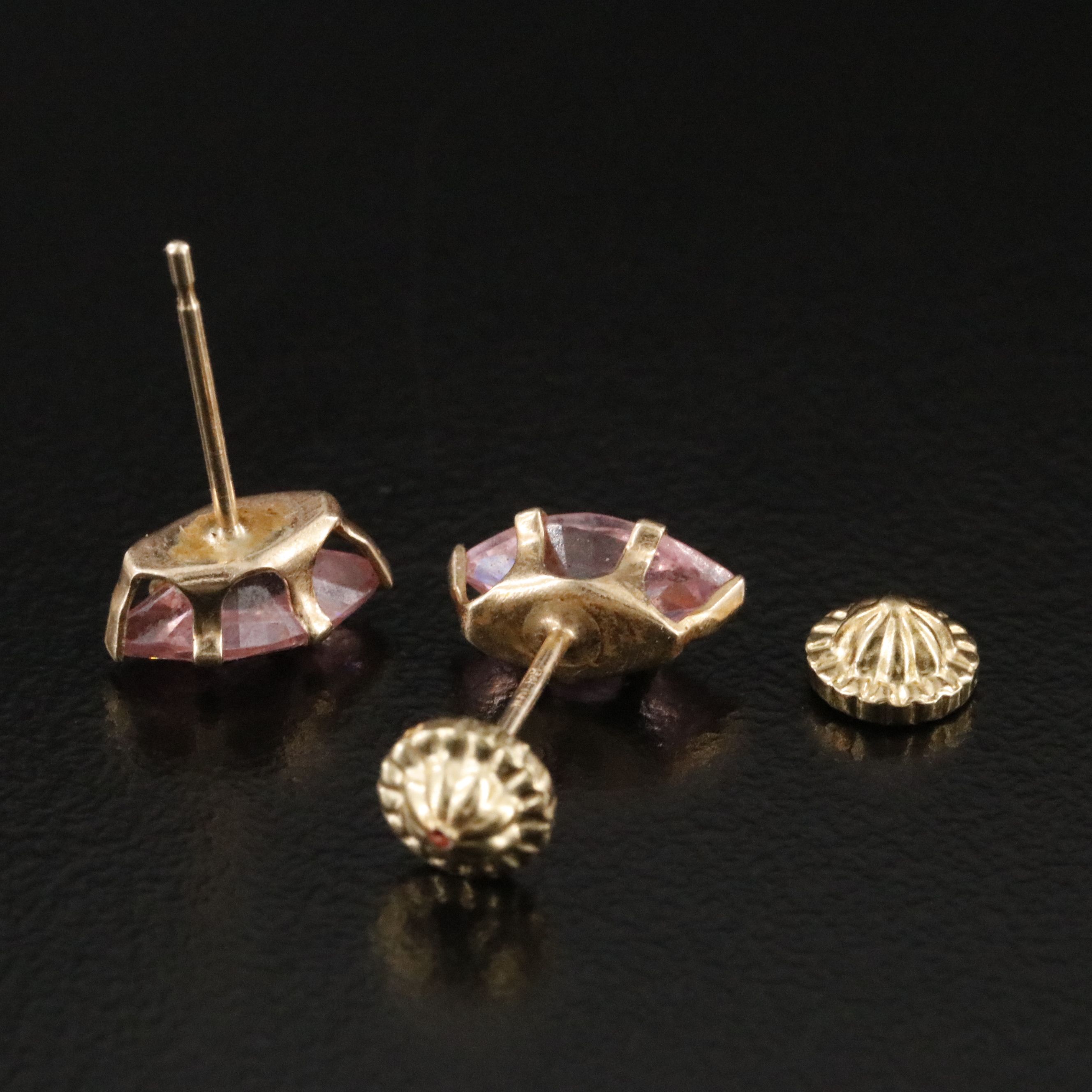 14K CZ Solitaire Earrings