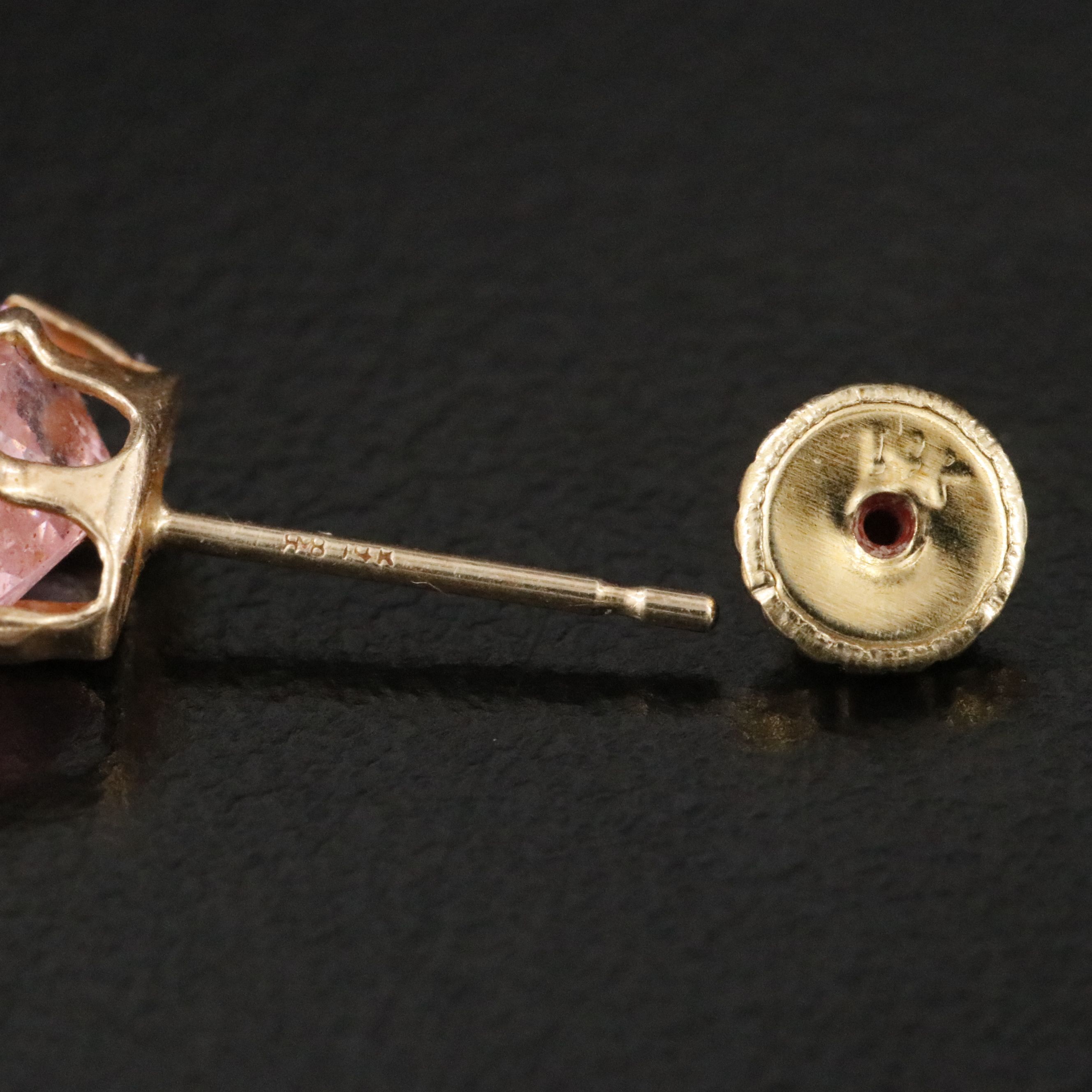 14K CZ Solitaire Earrings