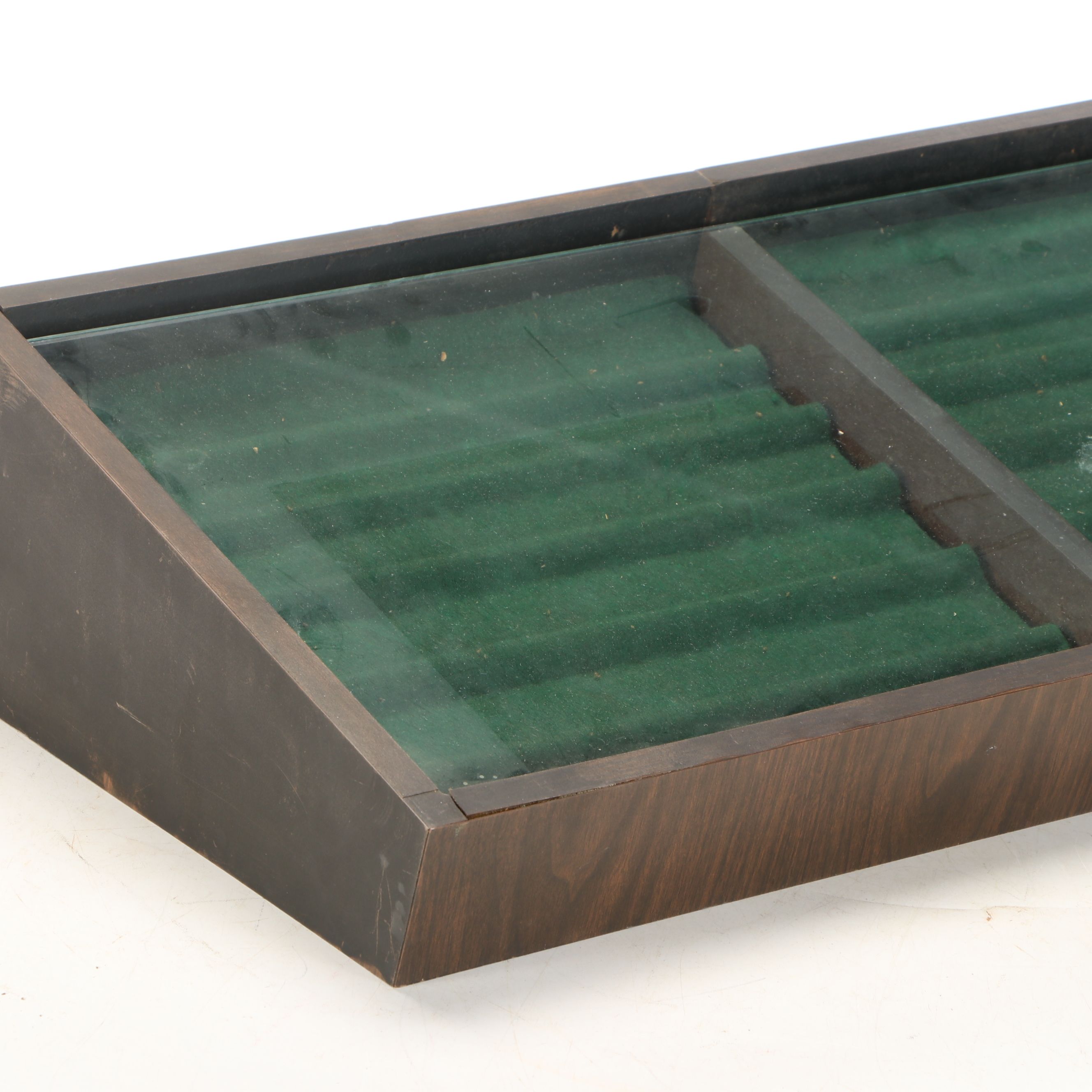 Wood Display Cabinet with Felt Lining