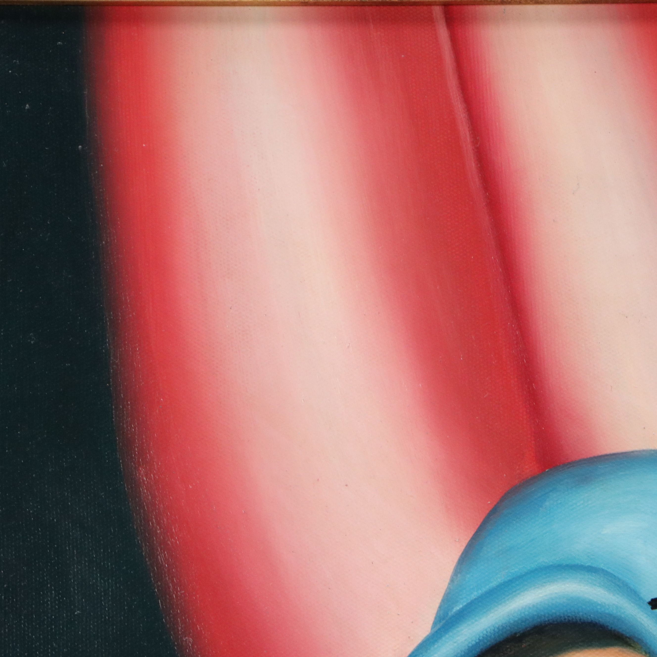 After Fernando Botero Oil Painting of Couple Dancing