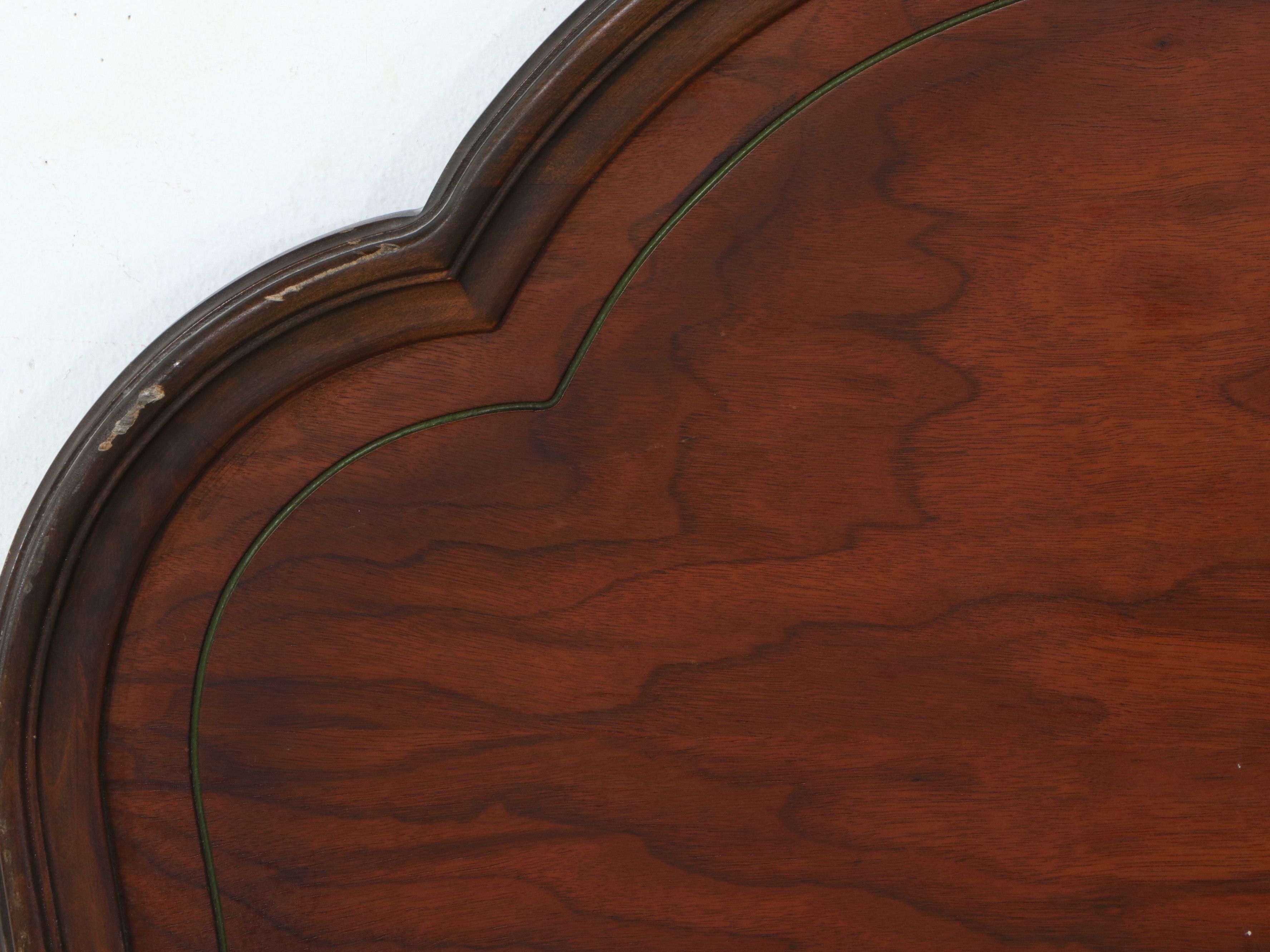 French Louis XV Style Mahogany Bed Frame with Marquetry, Early 20th Century