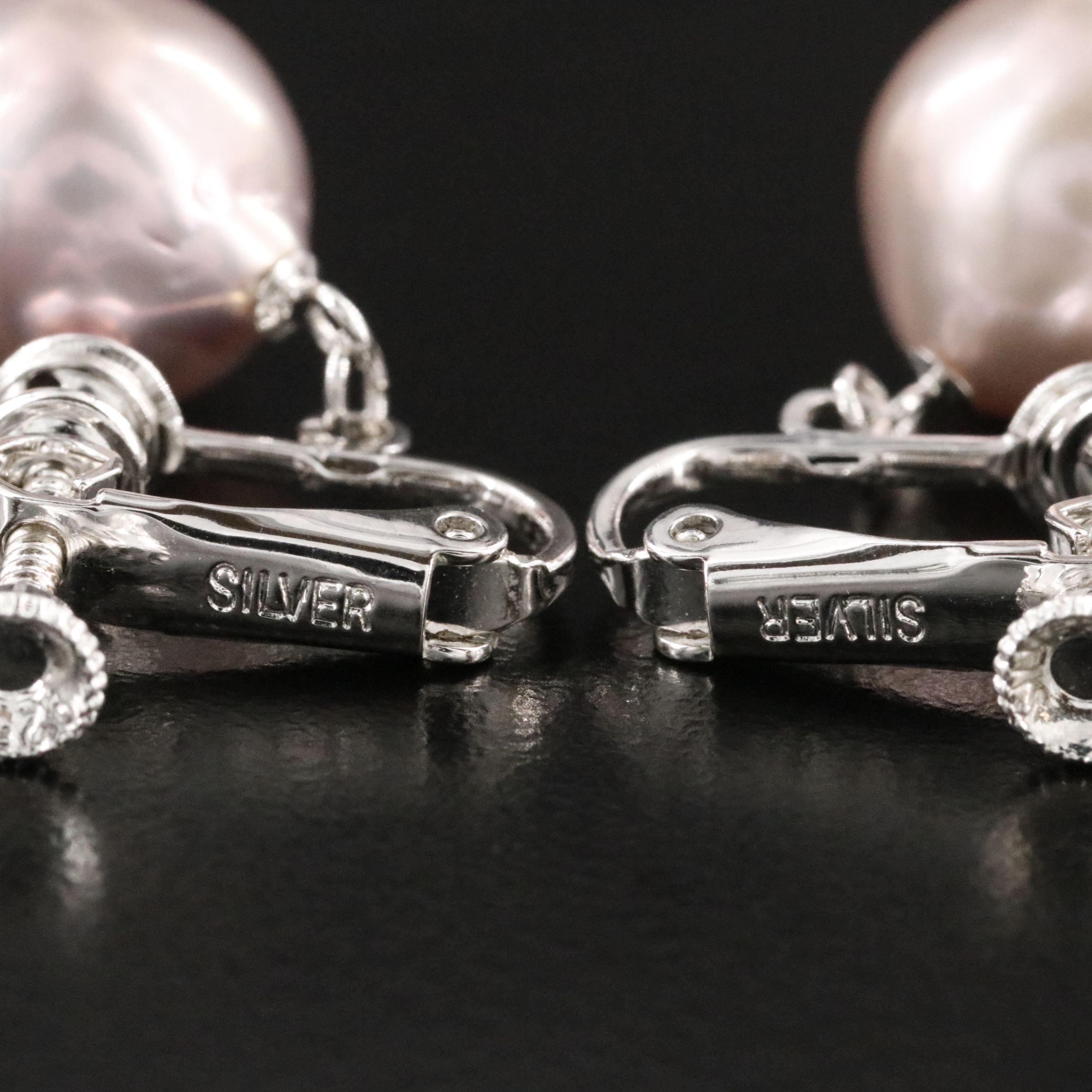 Pearl Necklace with Sterling Clasp and Earrings