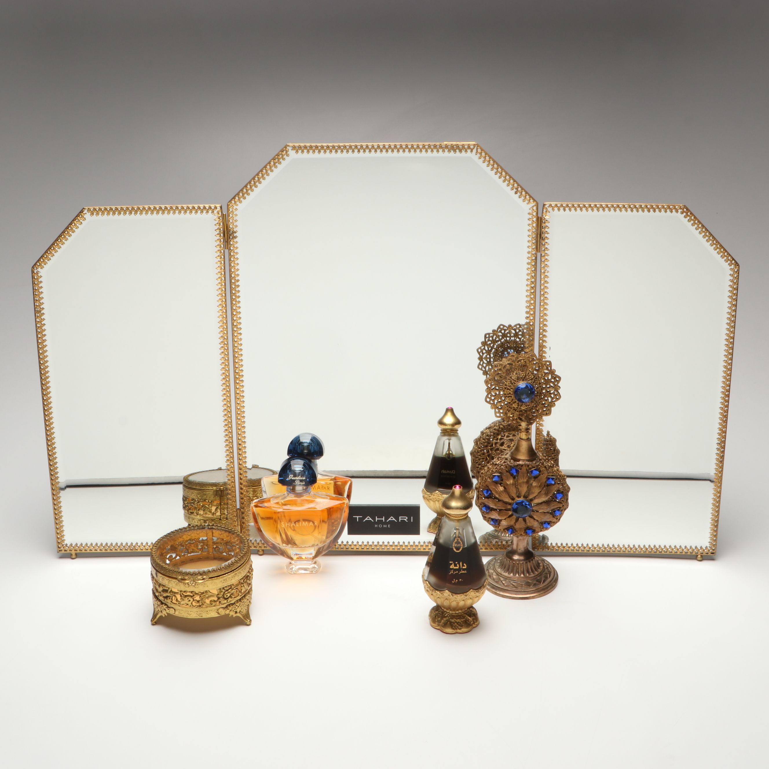 Guerlain "Shalimar" with Other Perfumes, Folding Vanity Mirror, More Décor