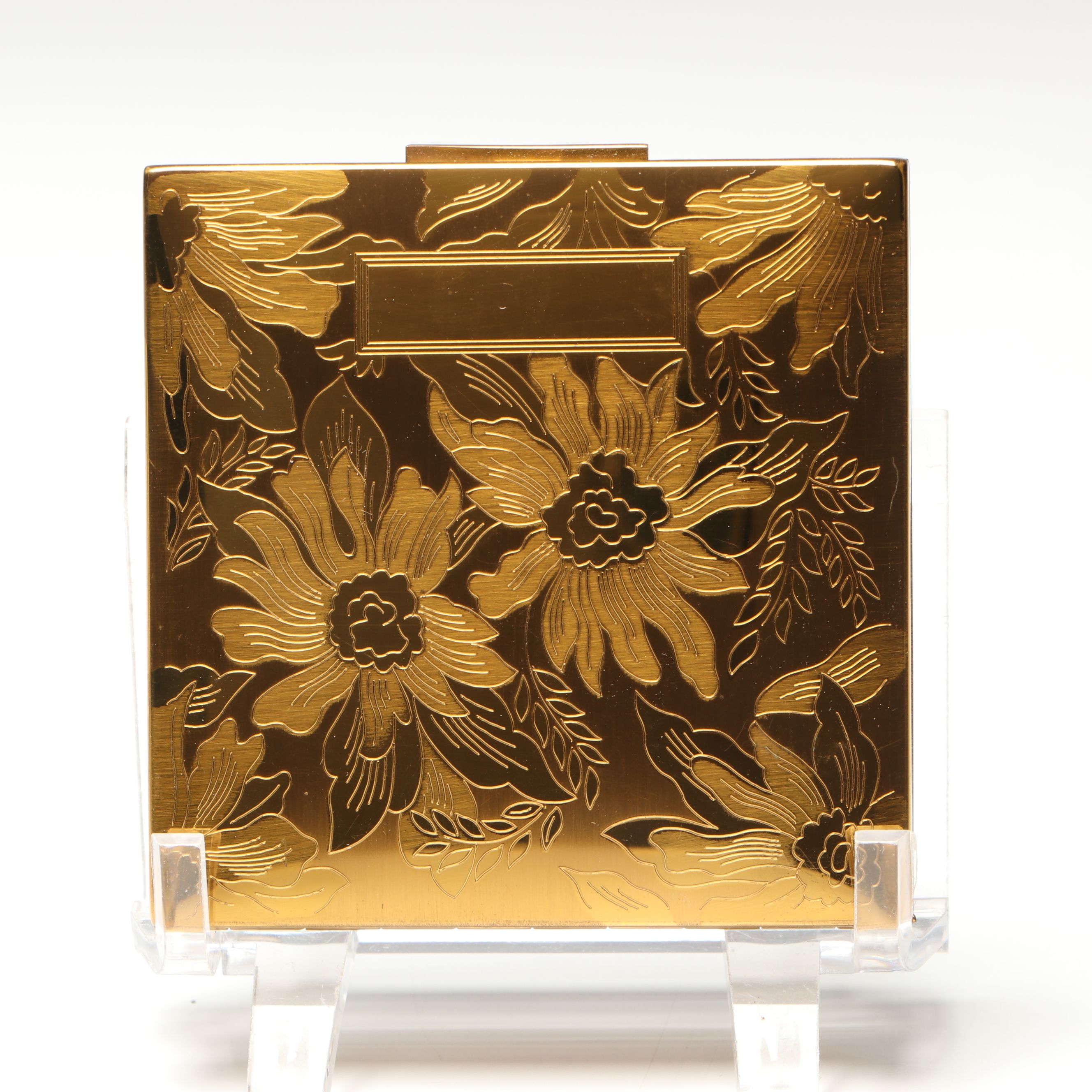 Elgin American Gold Finish Compact and Lipstick Case Set, 1950s