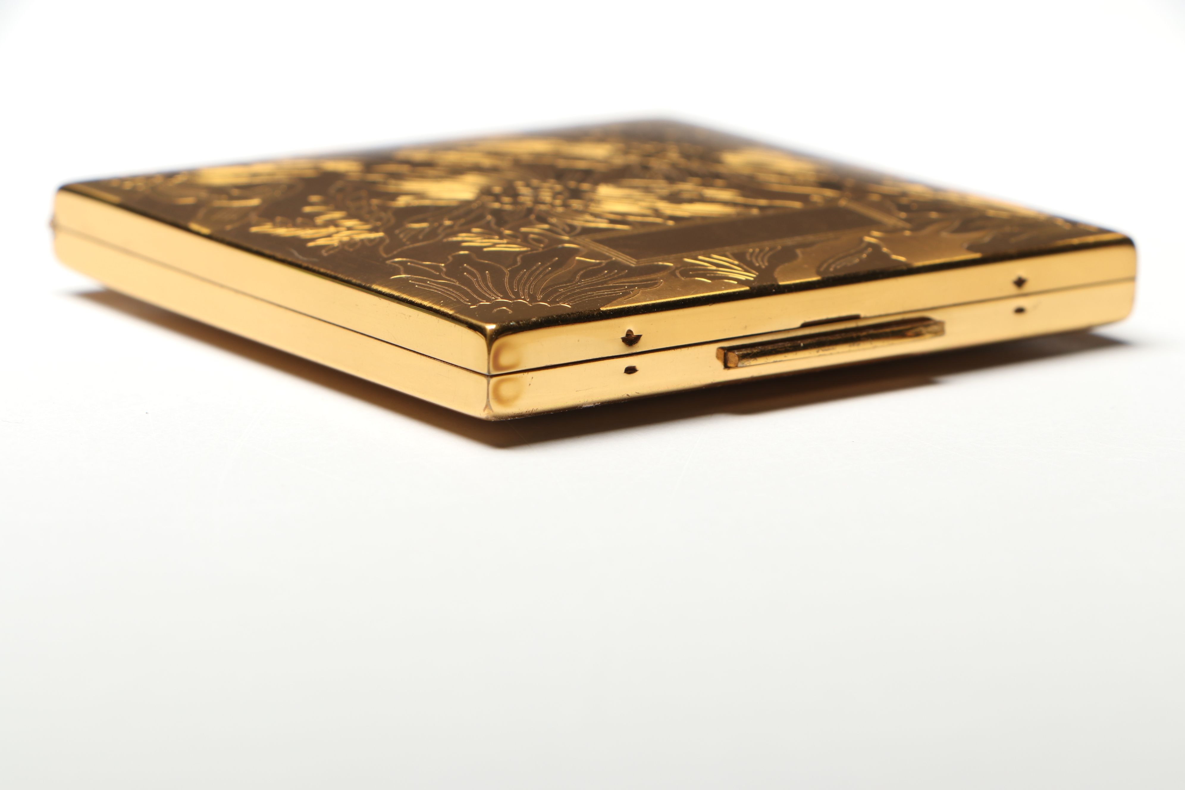 Elgin American Gold Finish Compact and Lipstick Case Set, 1950s