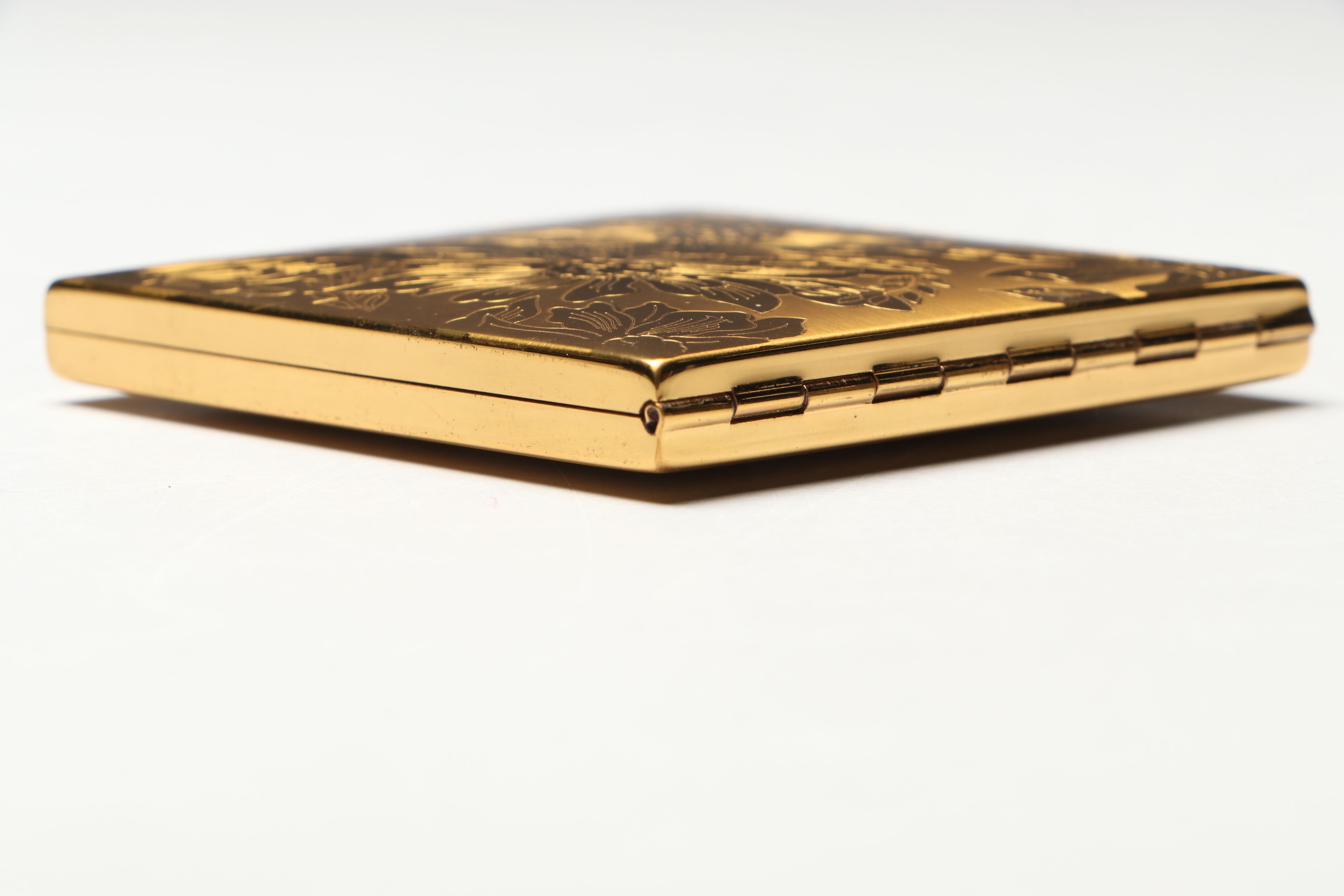 Elgin American Gold Finish Compact and Lipstick Case Set, 1950s