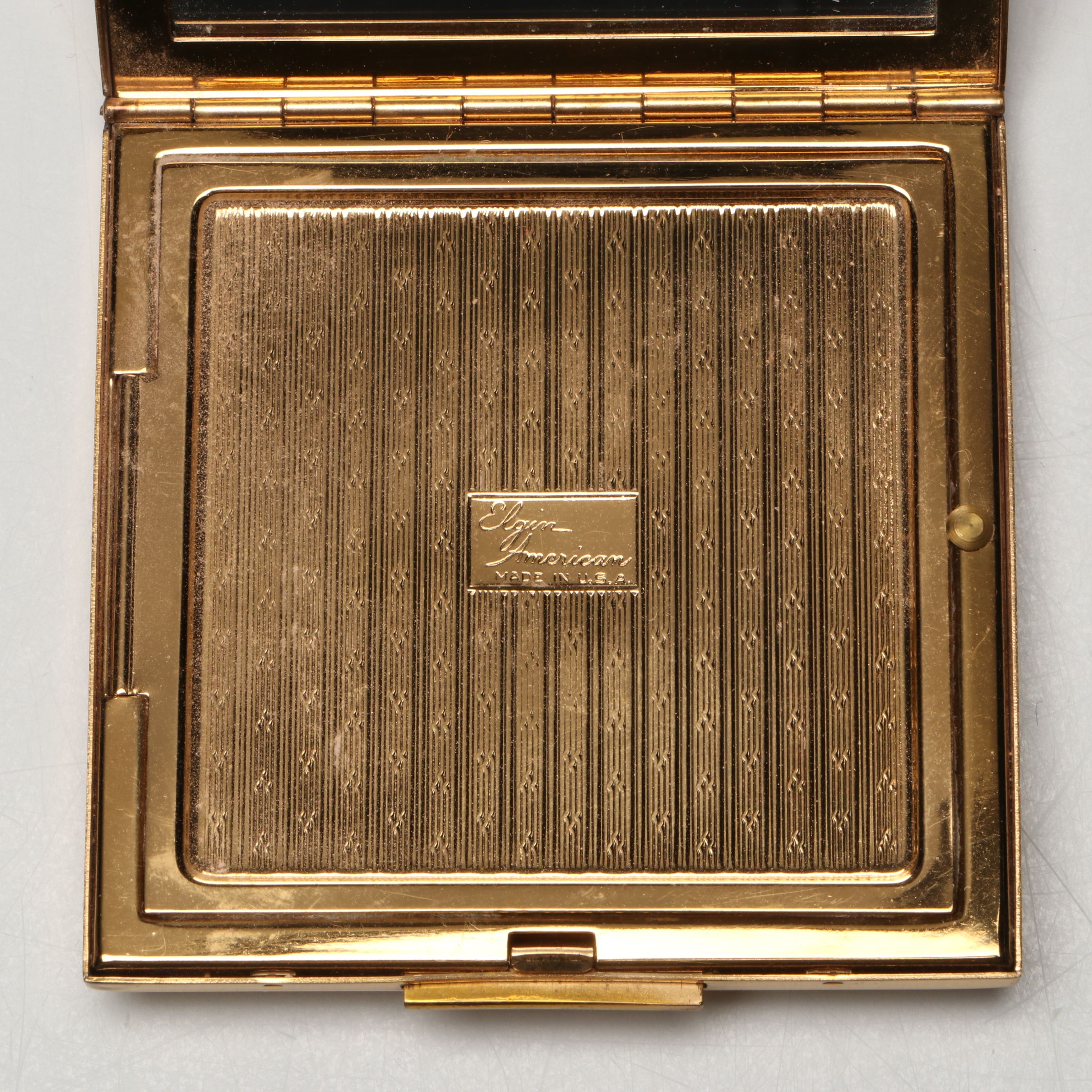 Elgin American Gold Finish Compact and Lipstick Case Set, 1950s