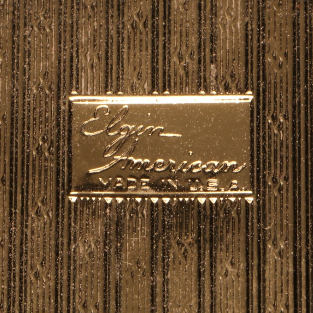 Elgin American Gold Finish Compact and Lipstick Case Set, 1950s