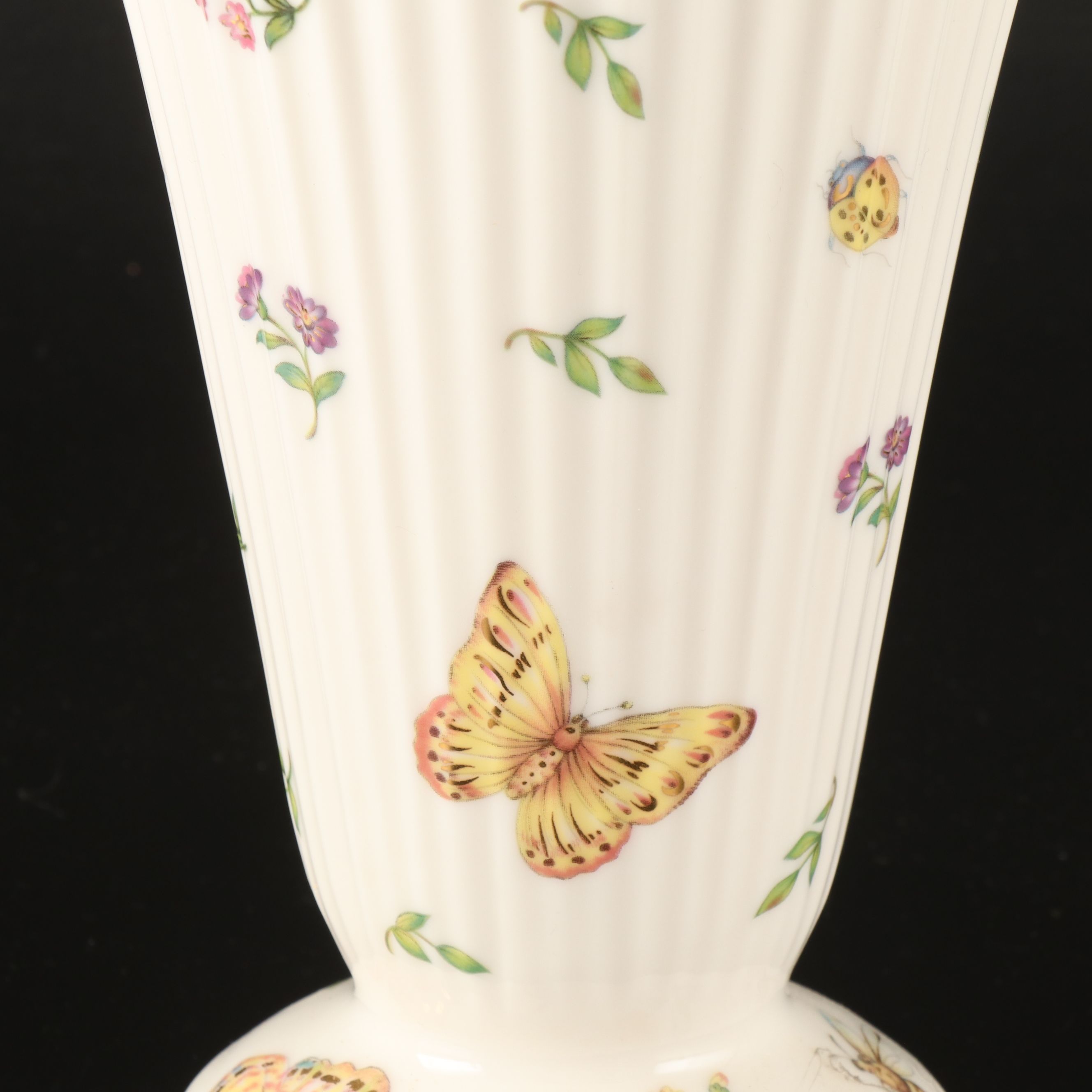 Burton & Burton Ceramic Floral Trumpet Vase with Other Candlesticks and Stemware