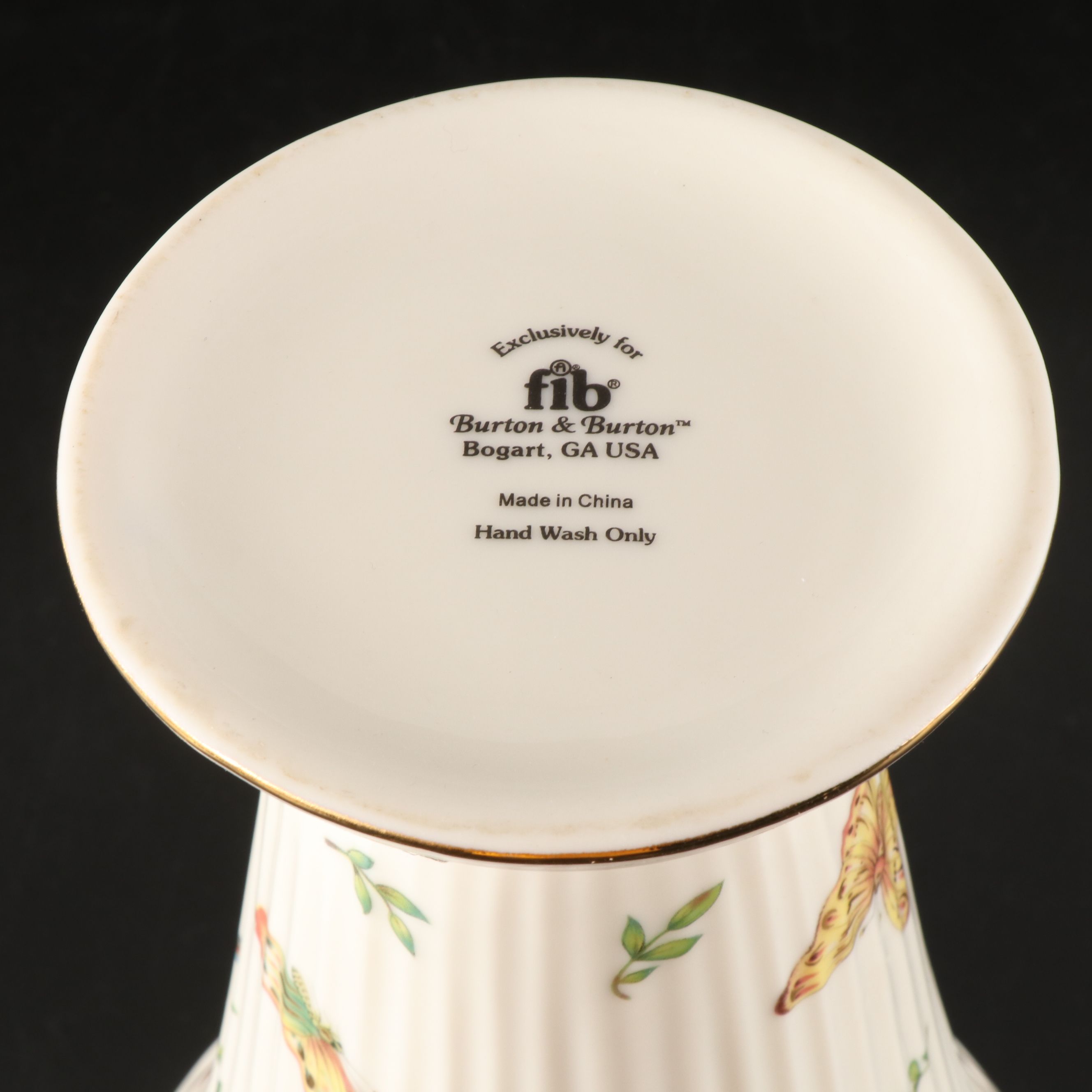 Burton & Burton Ceramic Floral Trumpet Vase with Other Candlesticks and Stemware