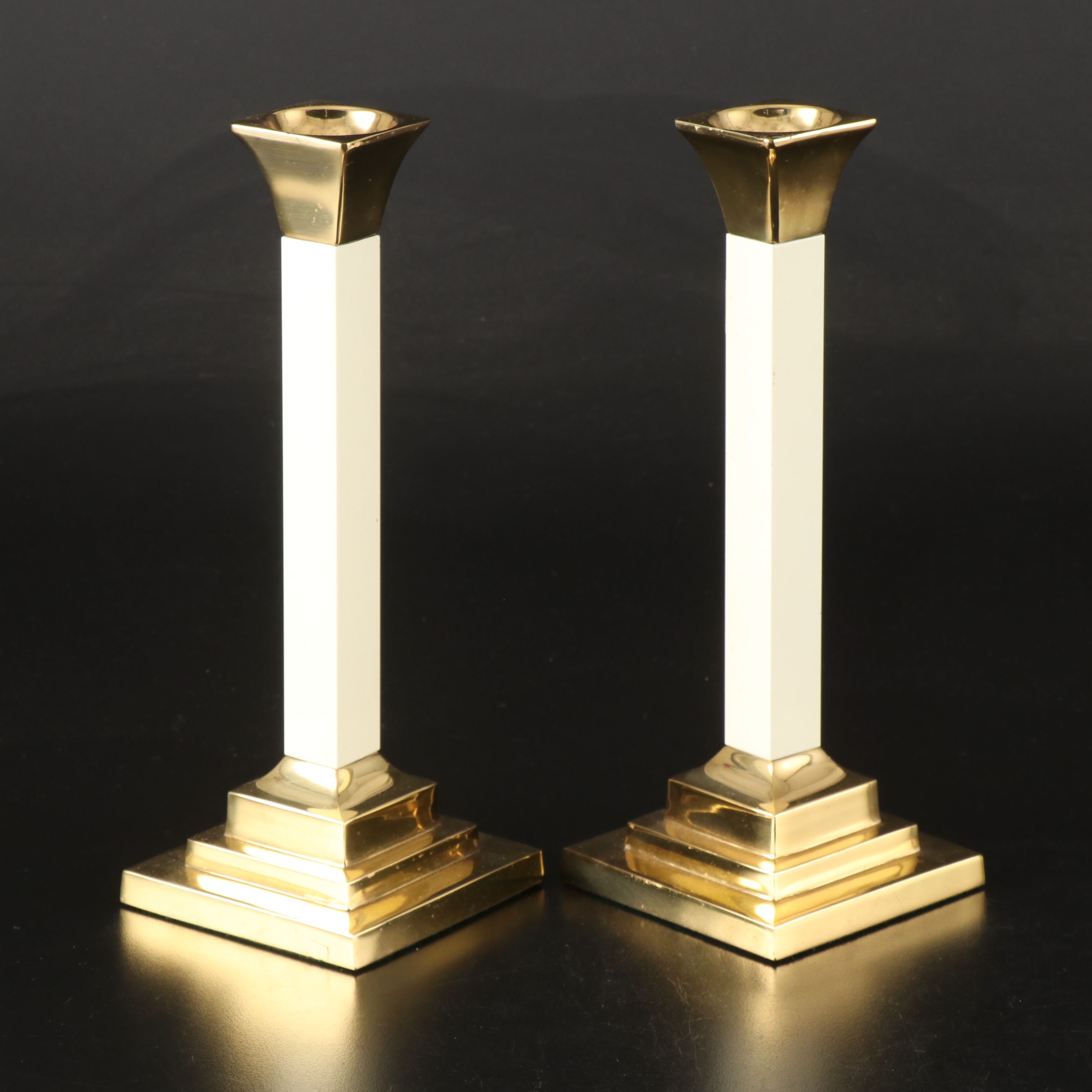 Burton & Burton Ceramic Floral Trumpet Vase with Other Candlesticks and Stemware