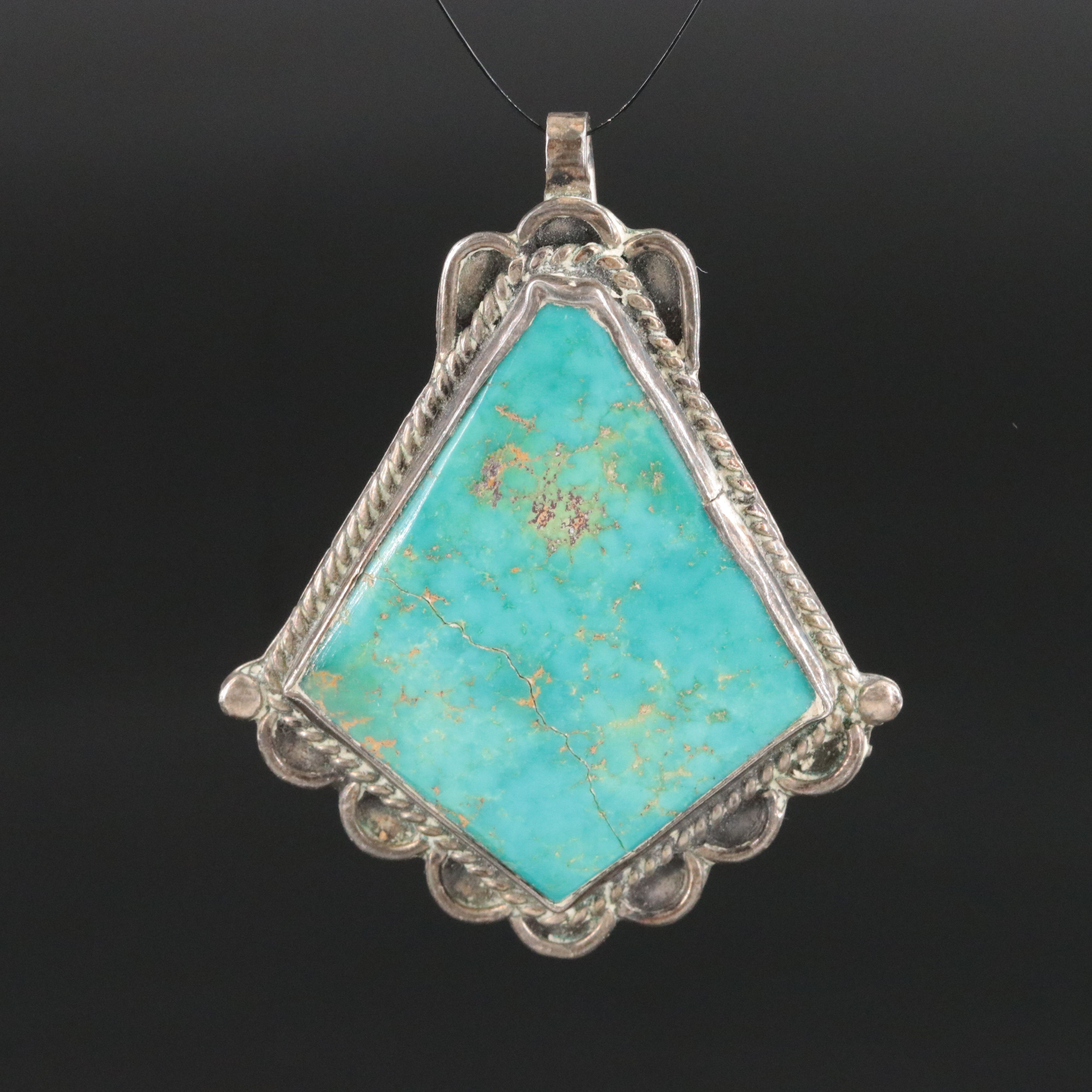 Southwestern Sterling Turquoise Pendant