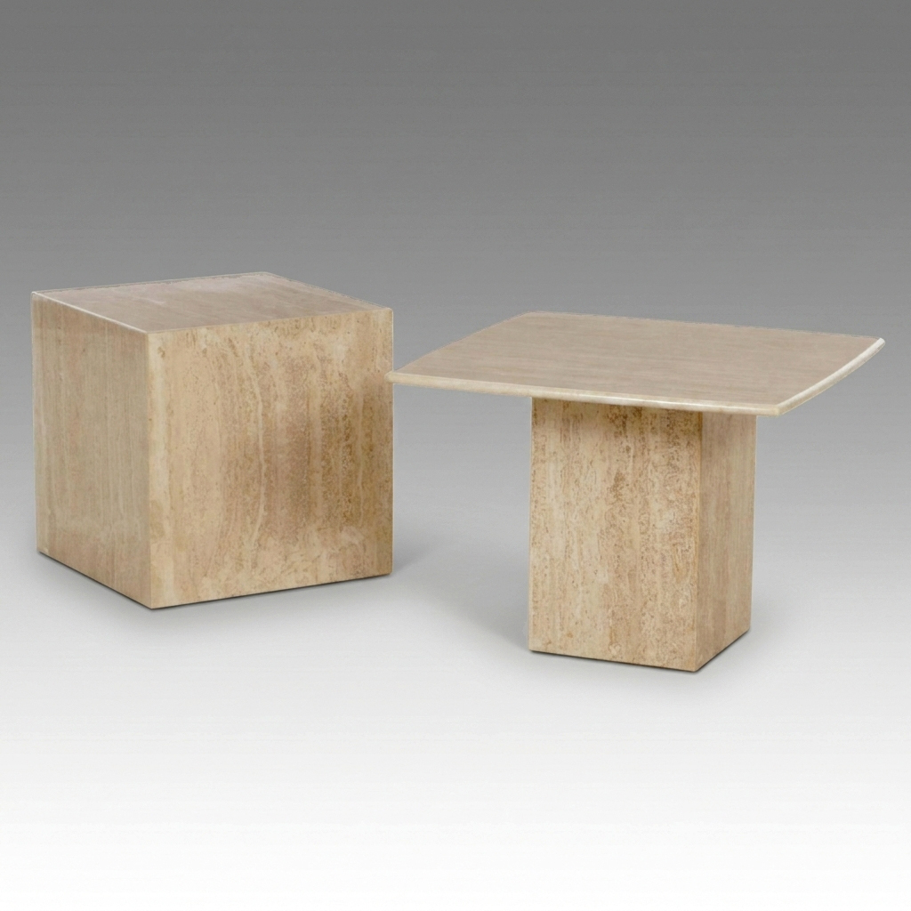 Postmodernist Italian Travertine Side Tables, Late 20th to 21st Century