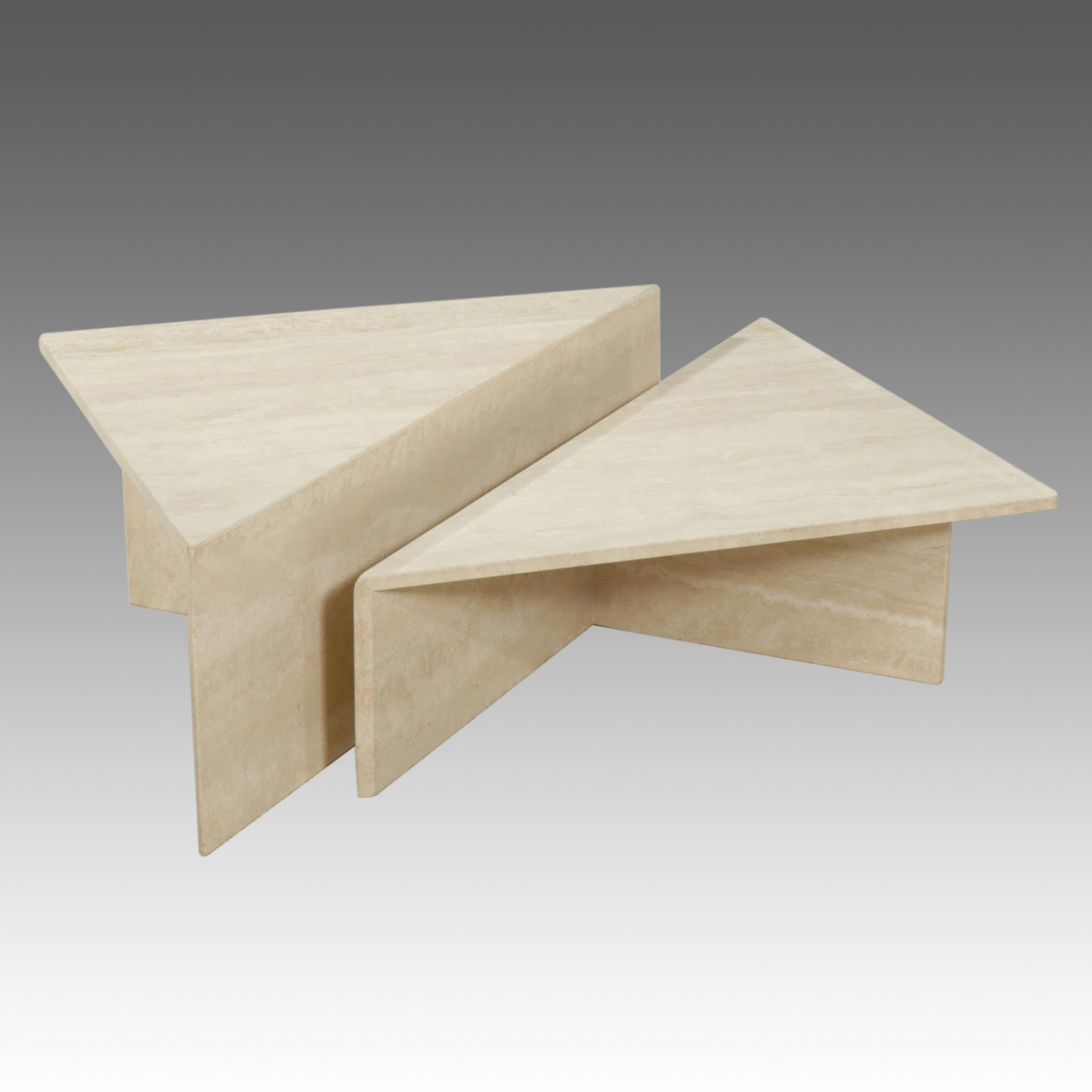 Postmodernist Travertine Two-Part Coffee Table