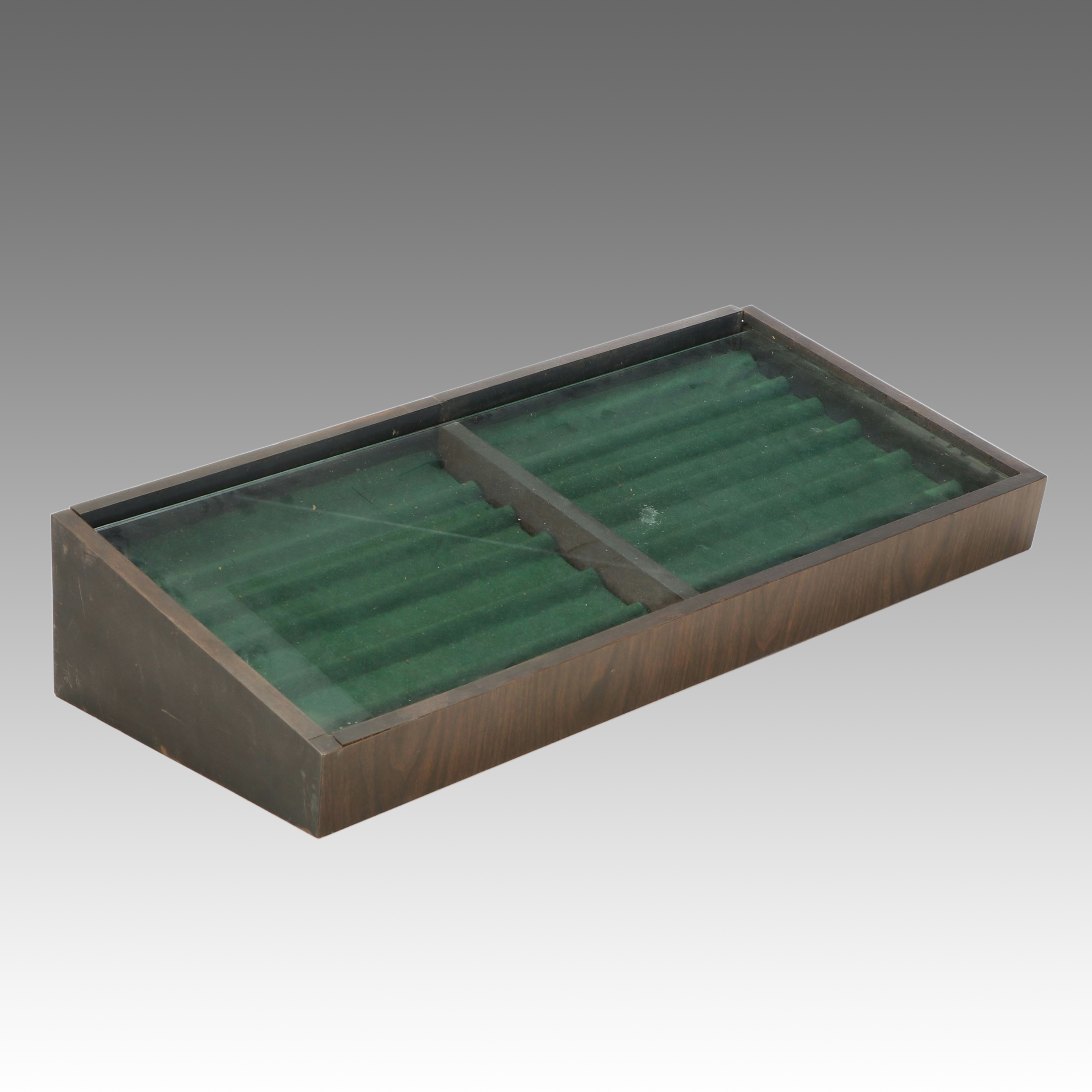 Wood Display Cabinet with Felt Lining