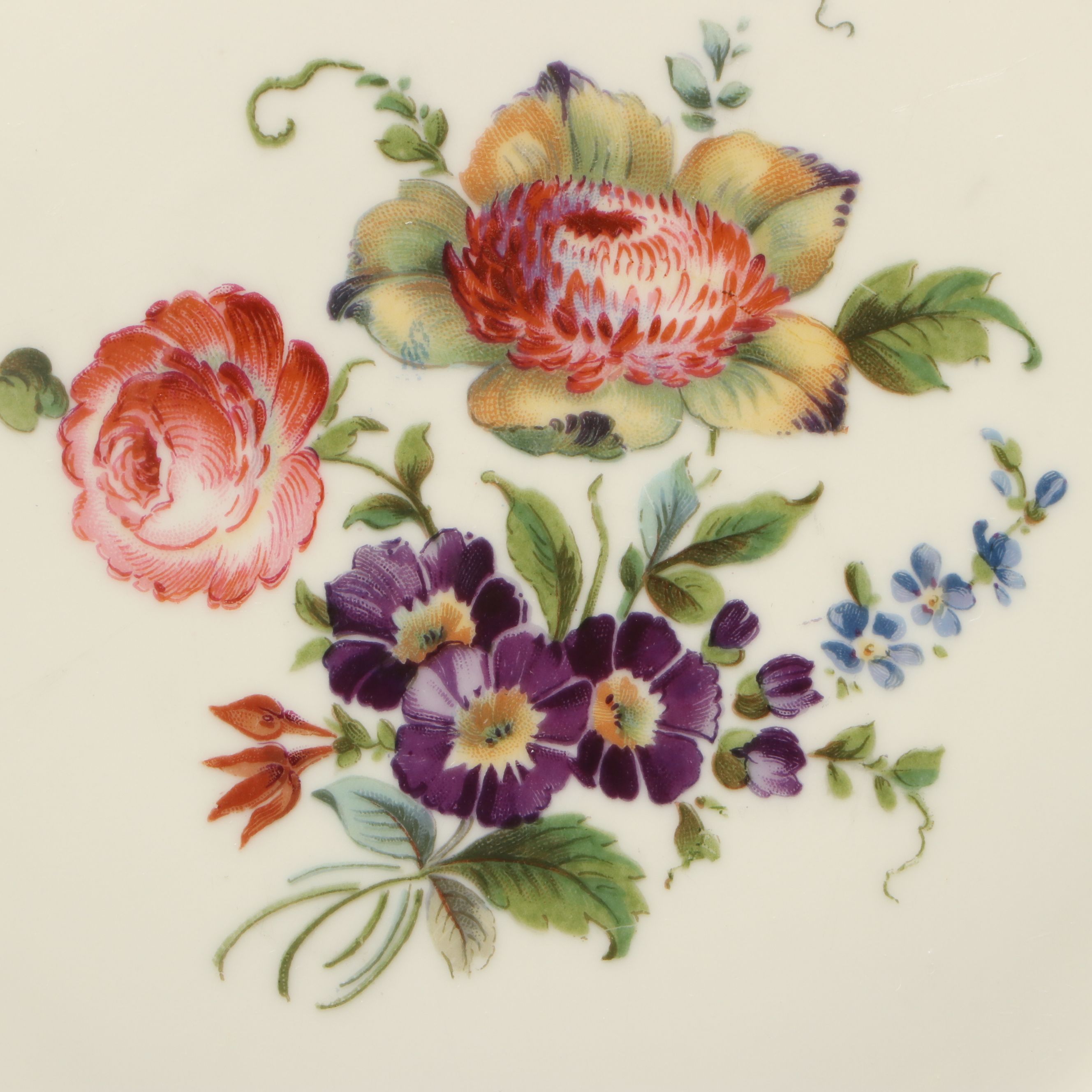 Schlaggenwald Floral Porcelain Plates with Flintridge "Sylvan" Gilt China