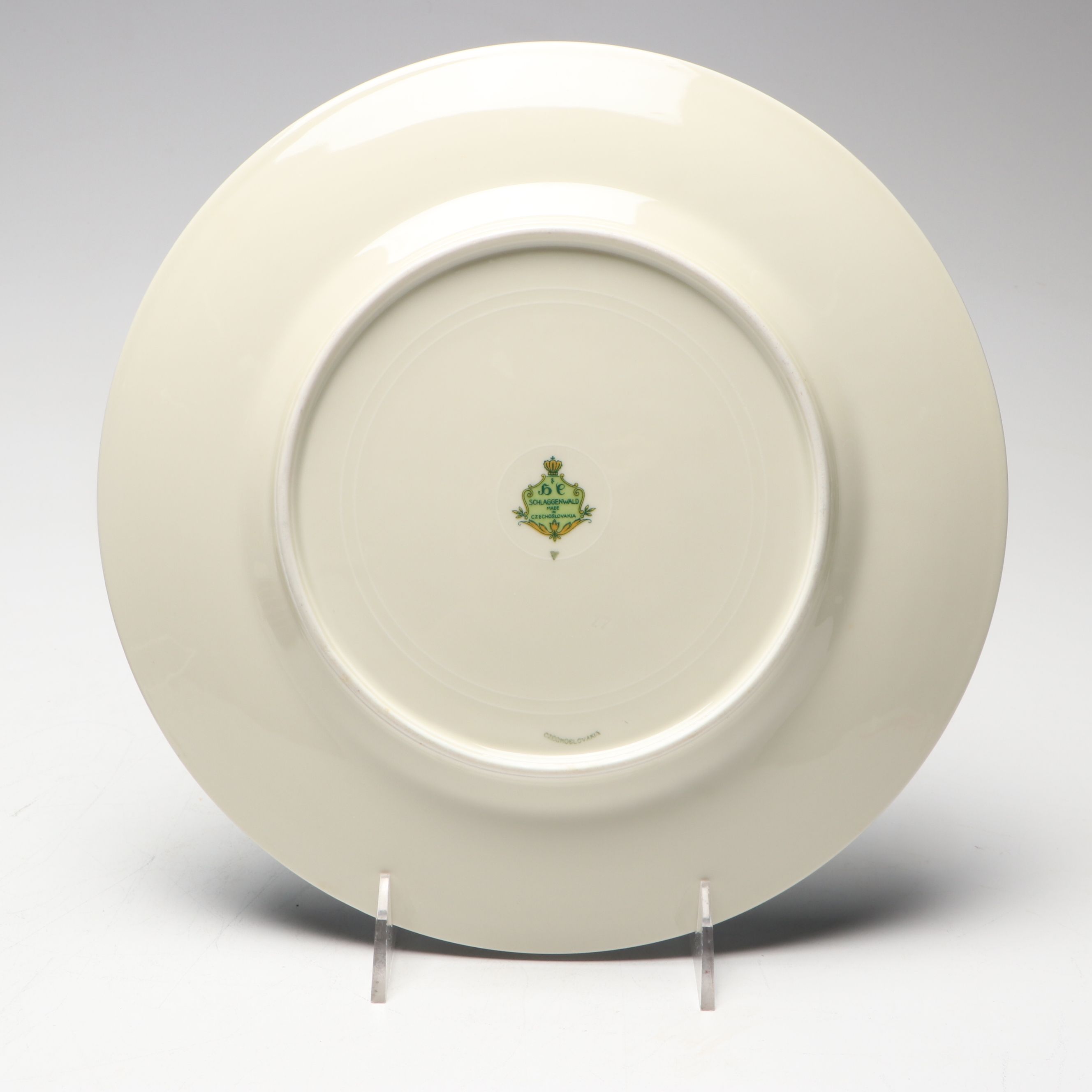 Schlaggenwald Floral Porcelain Plates with Flintridge "Sylvan" Gilt China