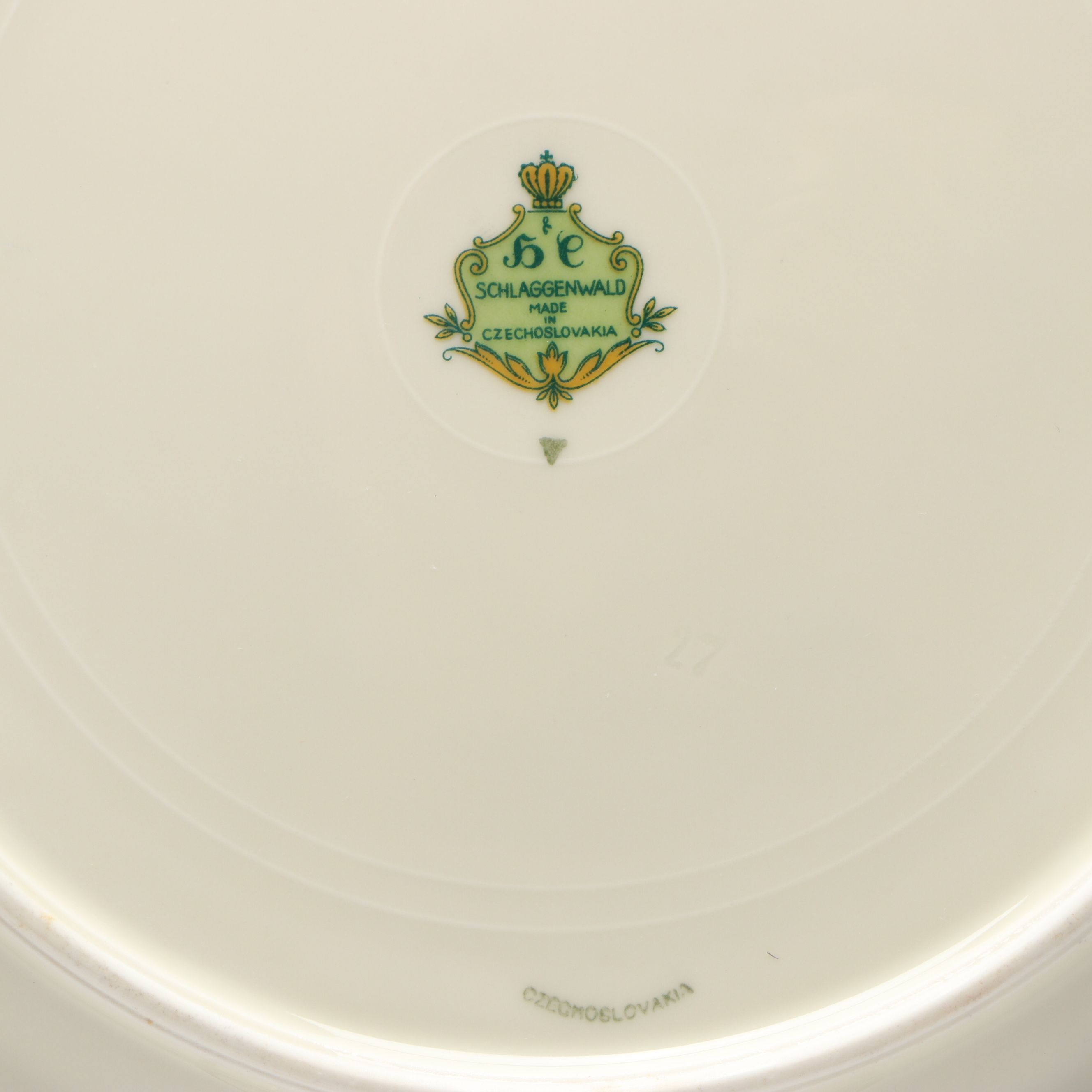 Schlaggenwald Floral Porcelain Plates with Flintridge "Sylvan" Gilt China