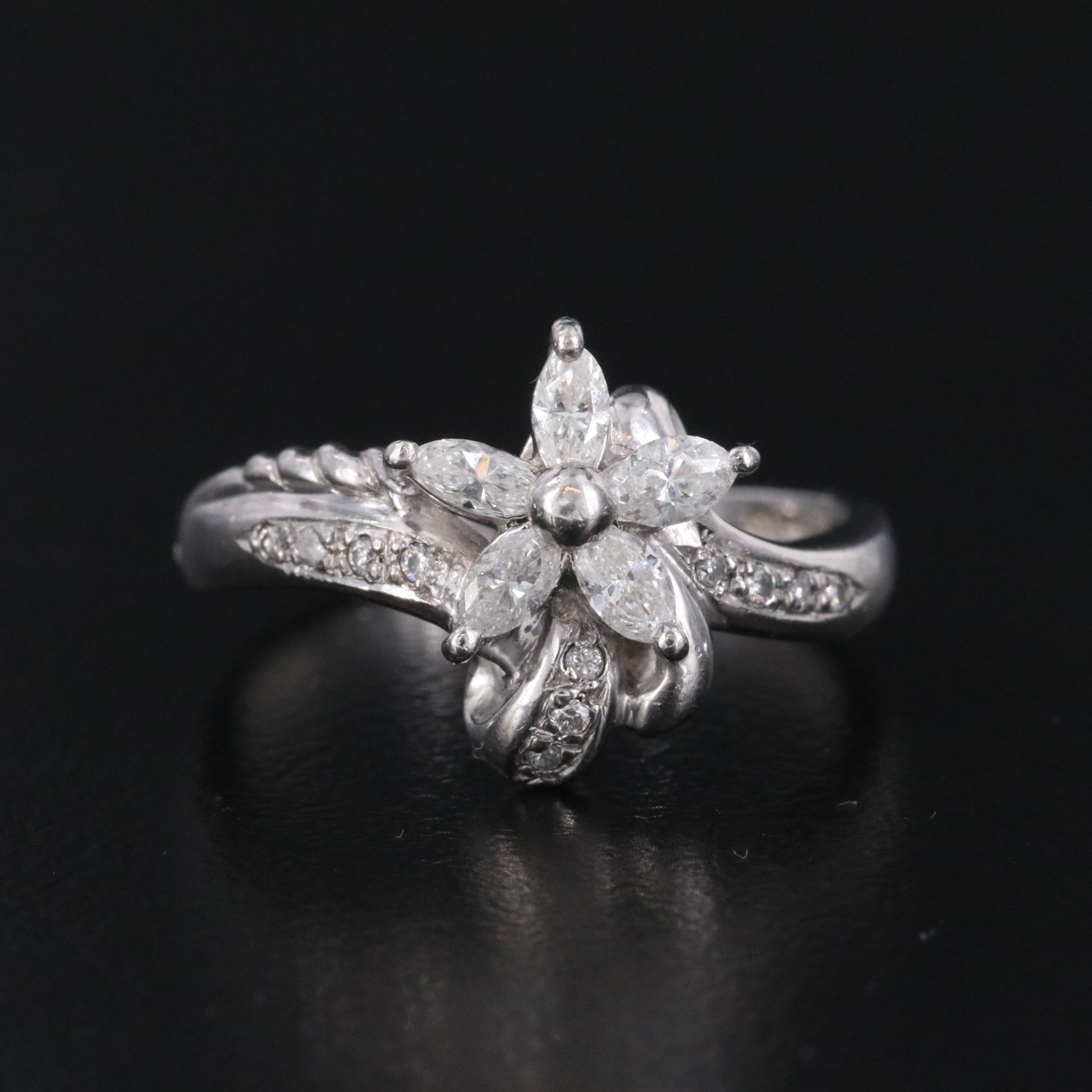Platinum 0.50 CTW Diamond Flower Ring