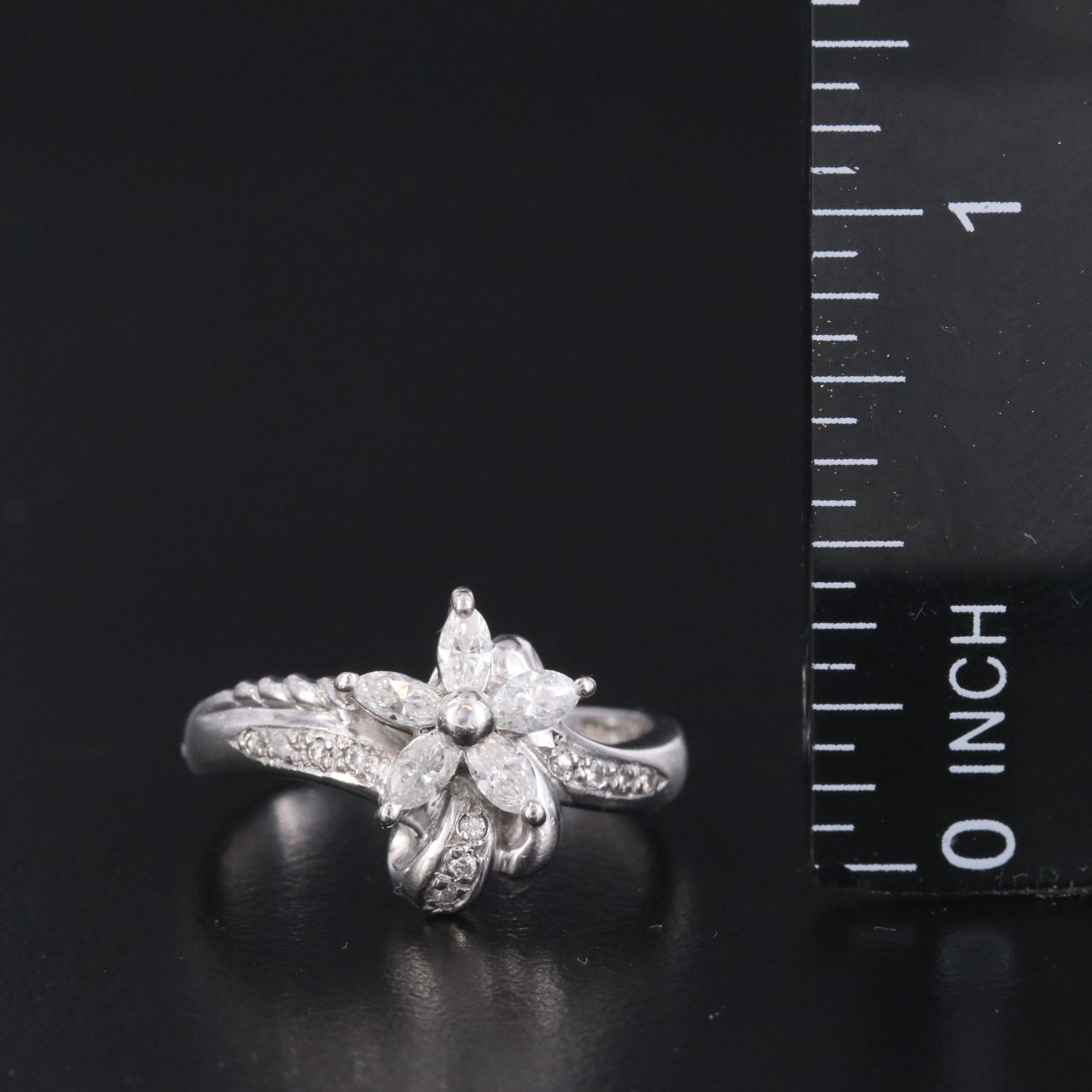 Platinum 0.50 CTW Diamond Flower Ring