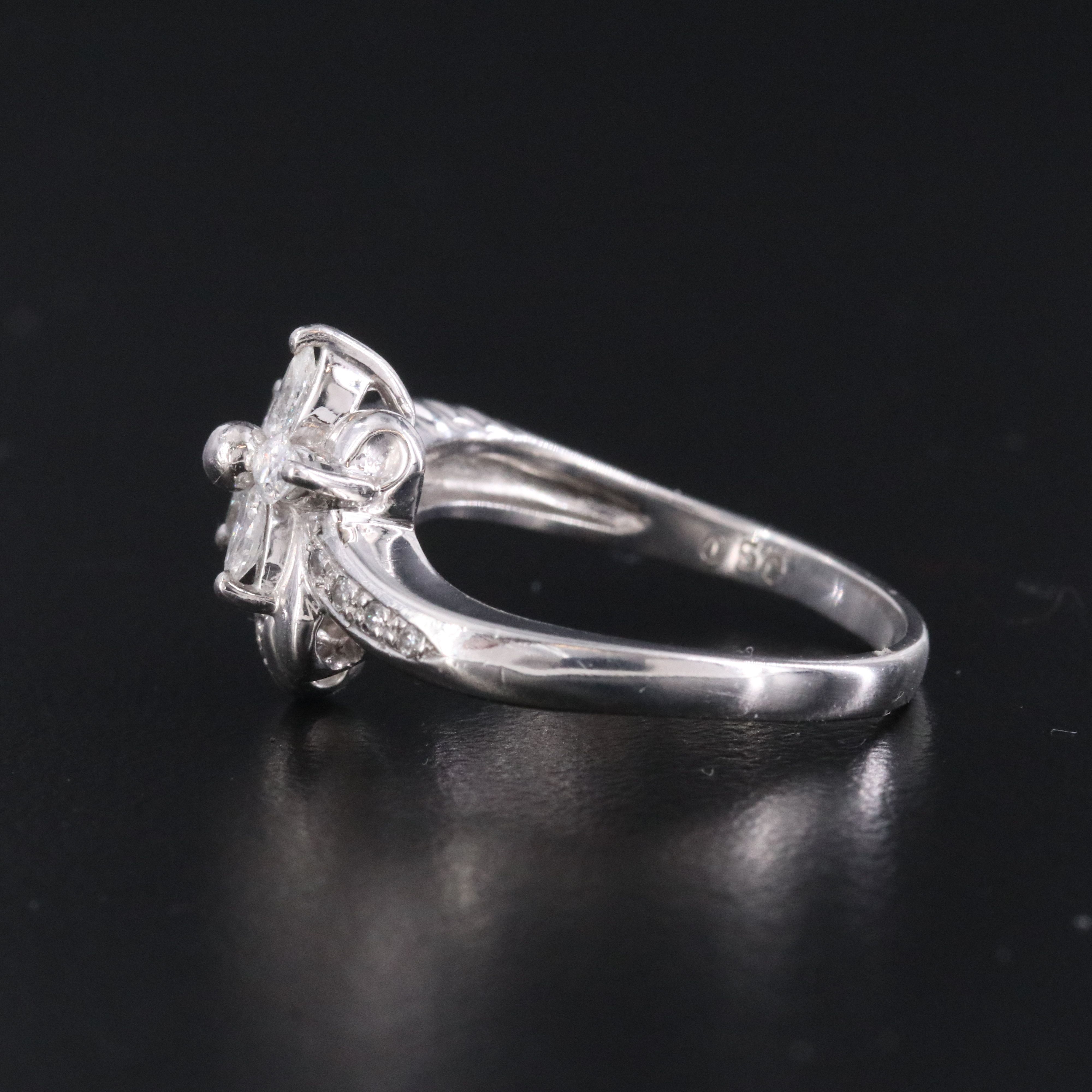 Platinum 0.50 CTW Diamond Flower Ring