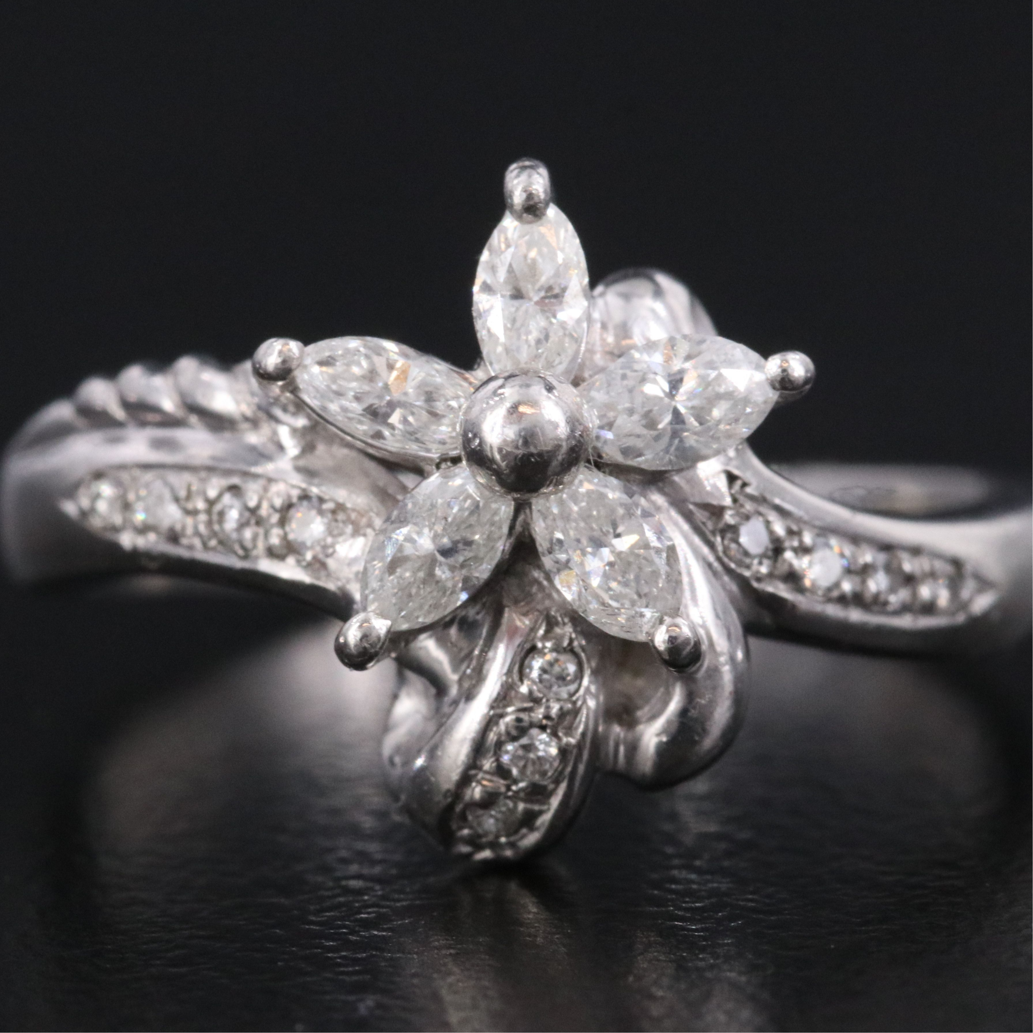 Platinum 0.50 CTW Diamond Flower Ring