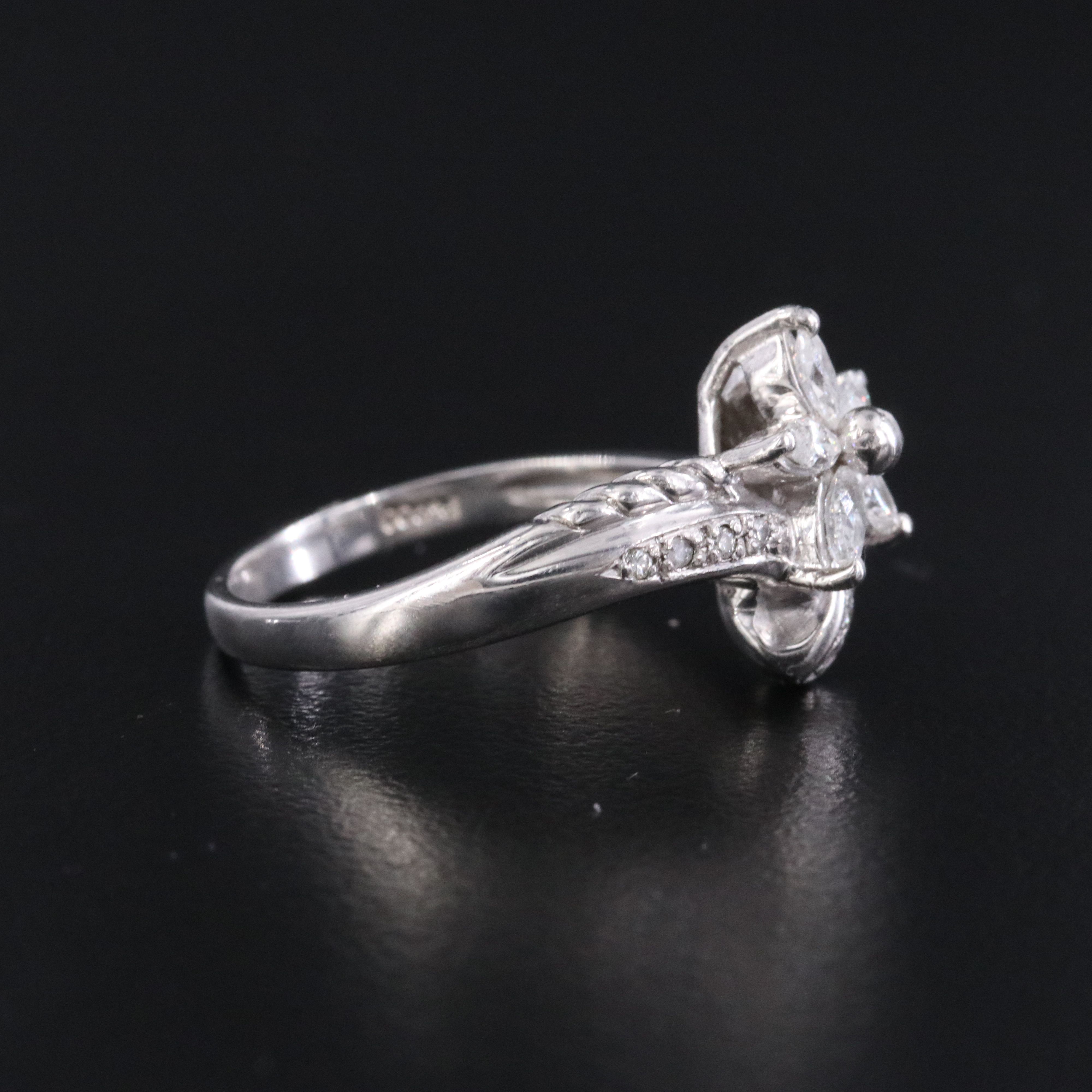 Platinum 0.50 CTW Diamond Flower Ring