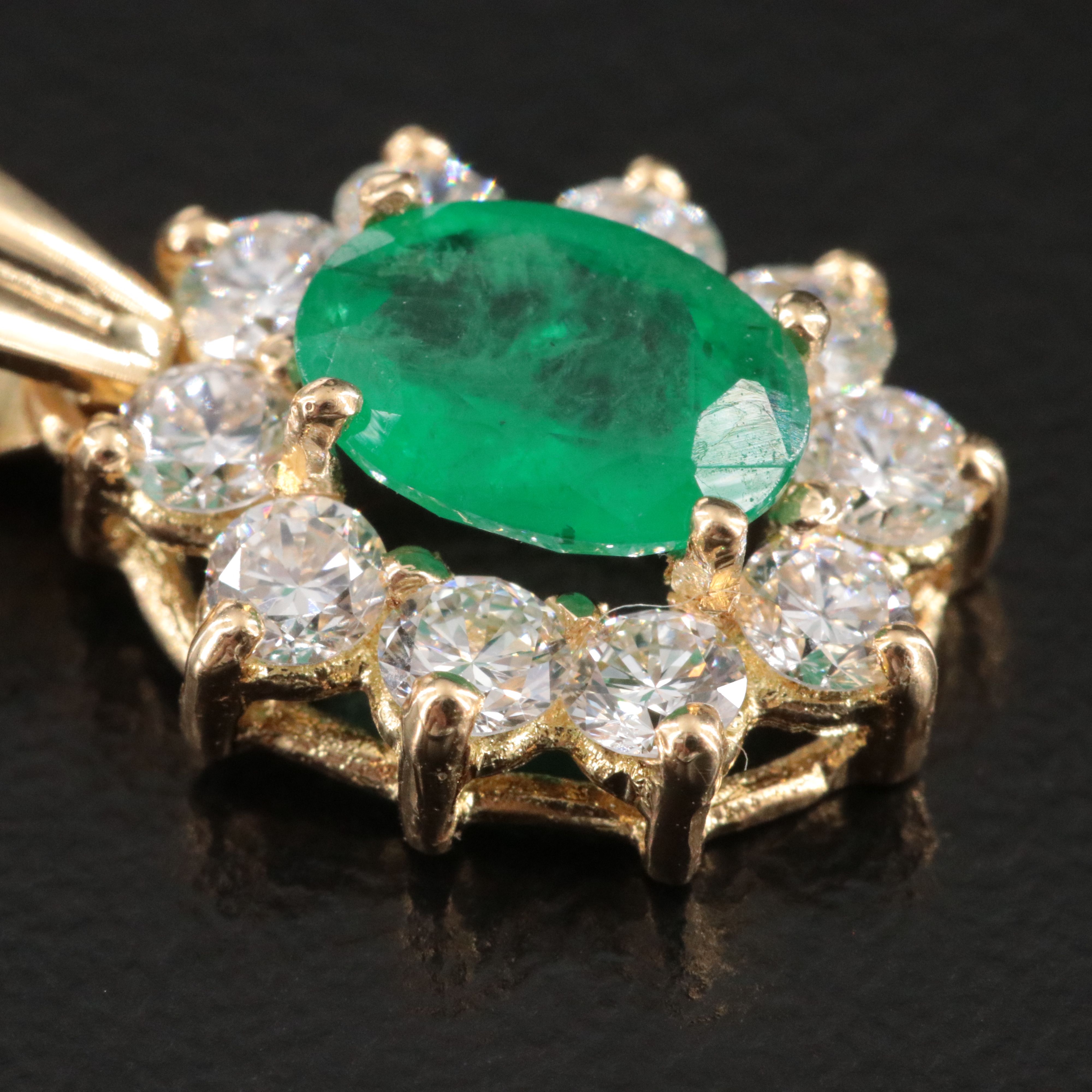 18K Emerald and Lab Grown Diamond Pendant