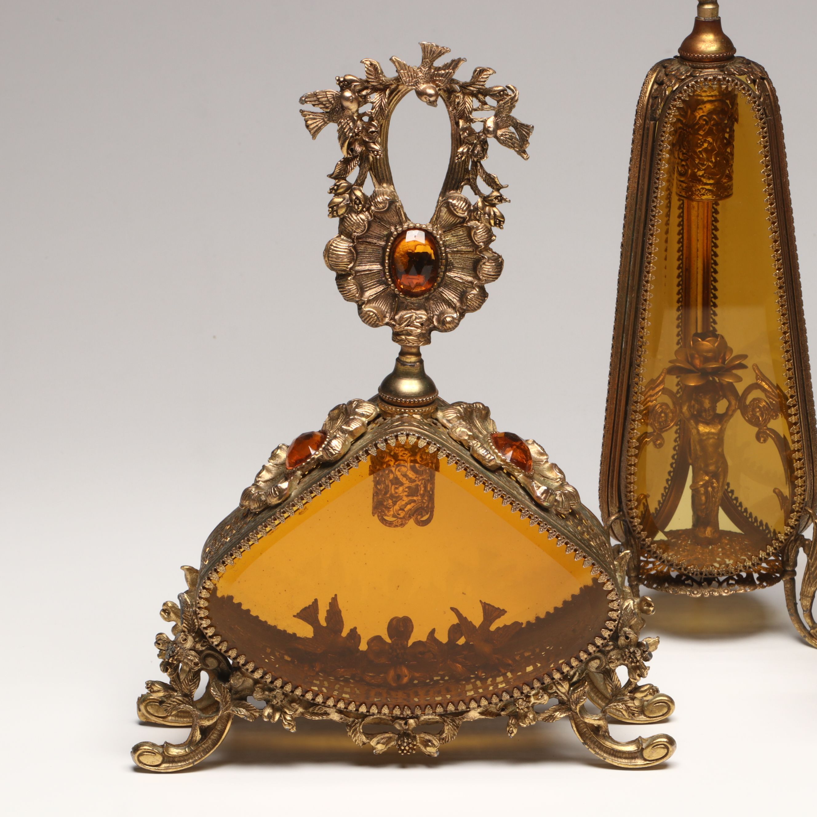 Rococo Style Gilt Finish Perfume Bottles
