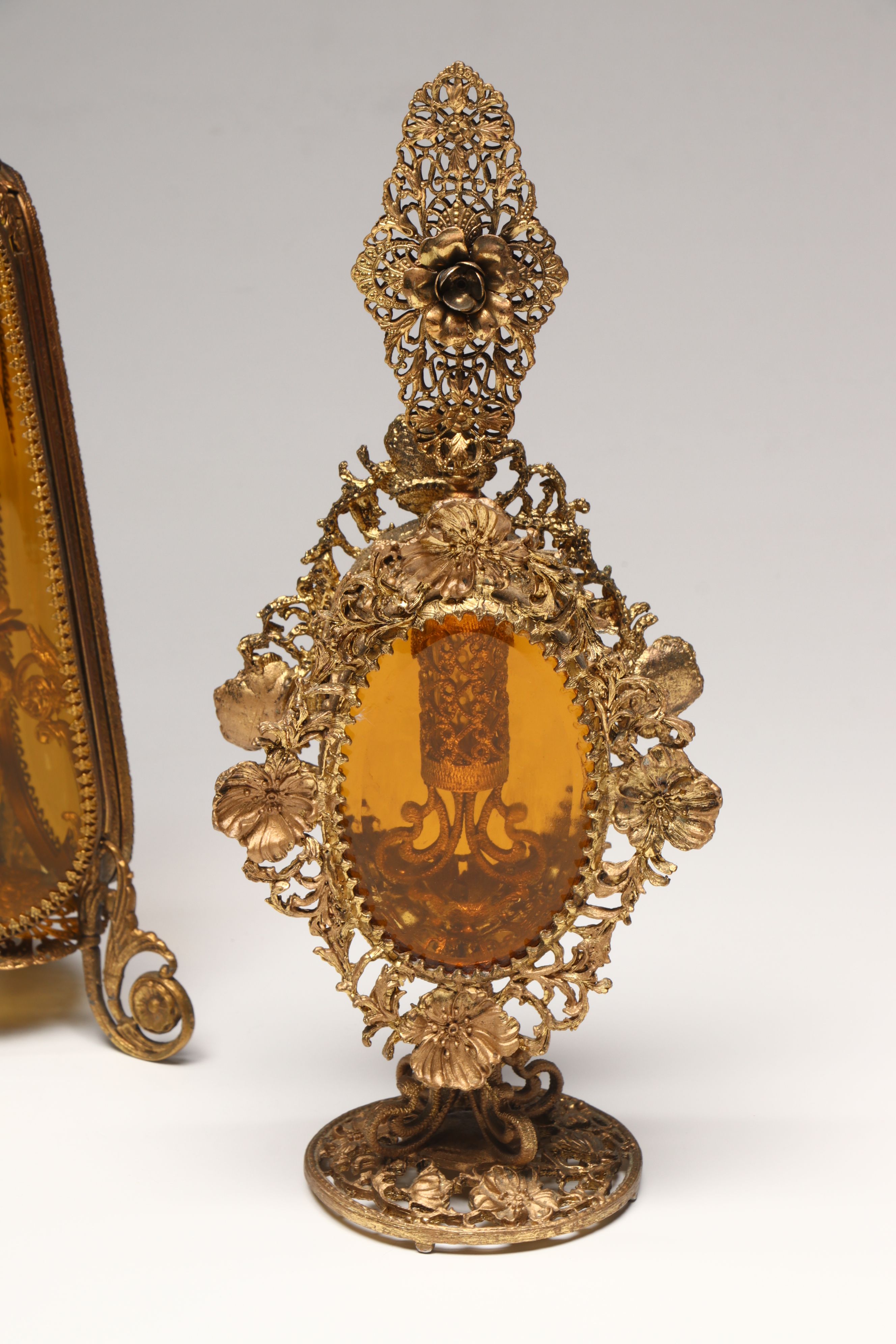 Rococo Style Gilt Finish Perfume Bottles