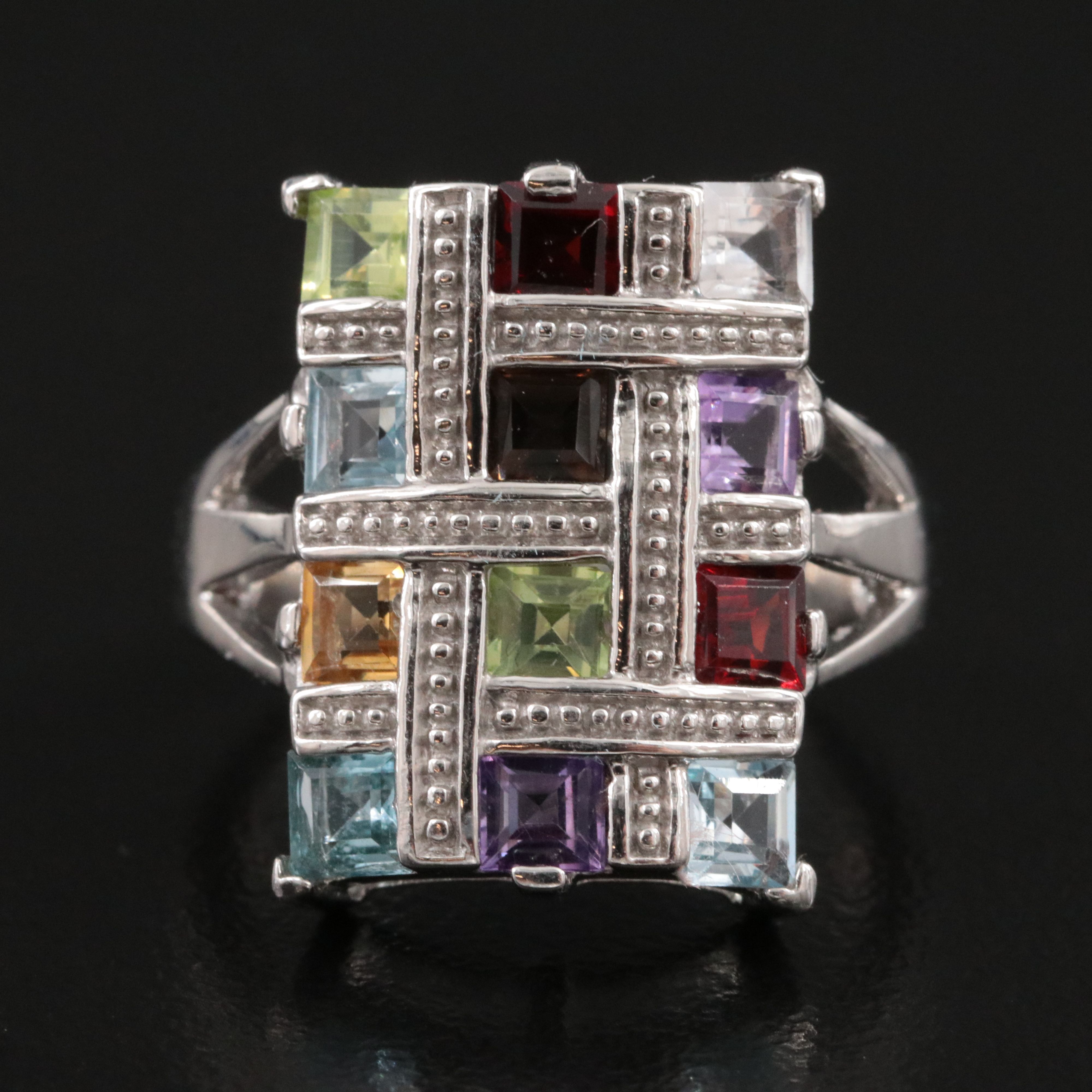 Sterling Gemstone Woven Ring