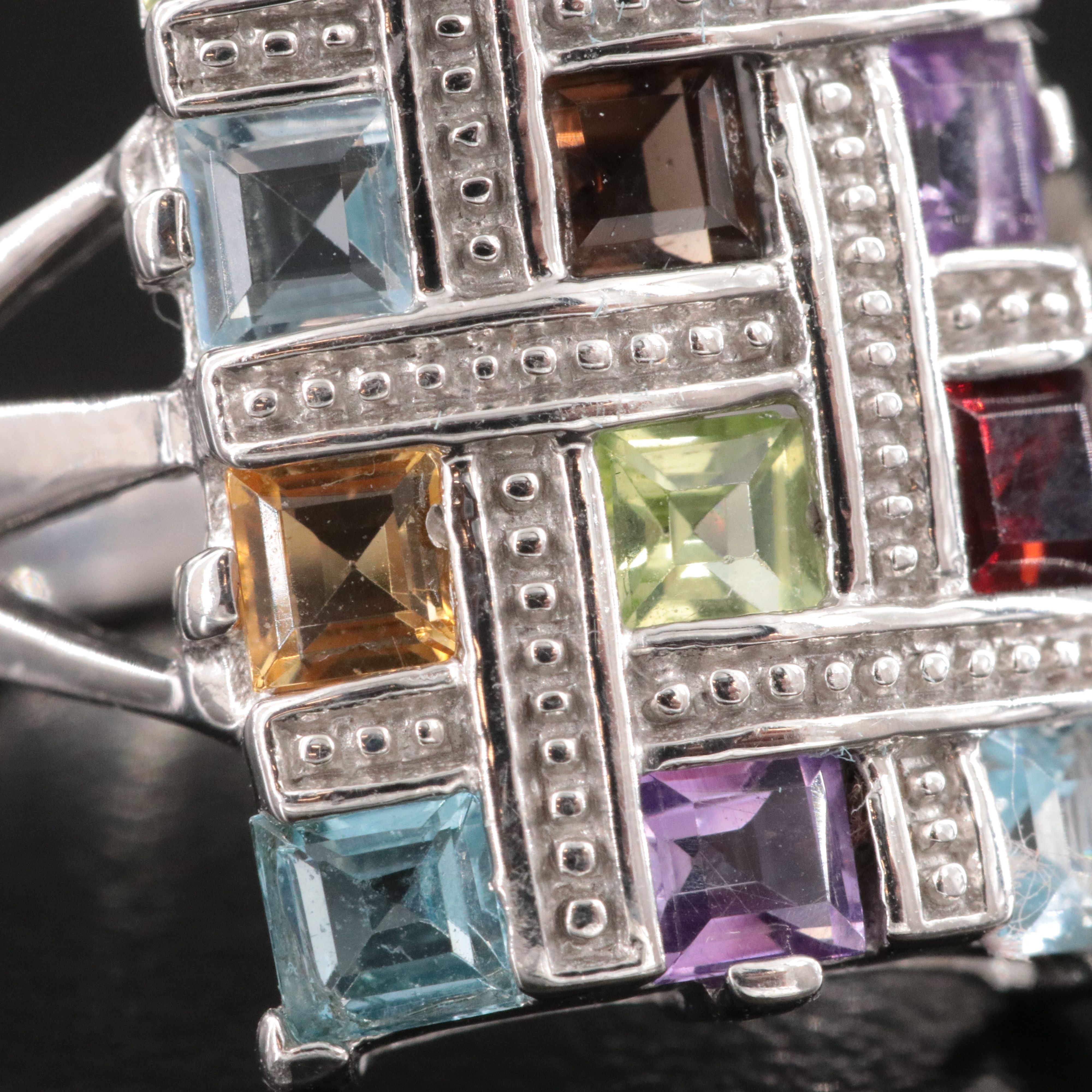 Sterling Gemstone Woven Ring