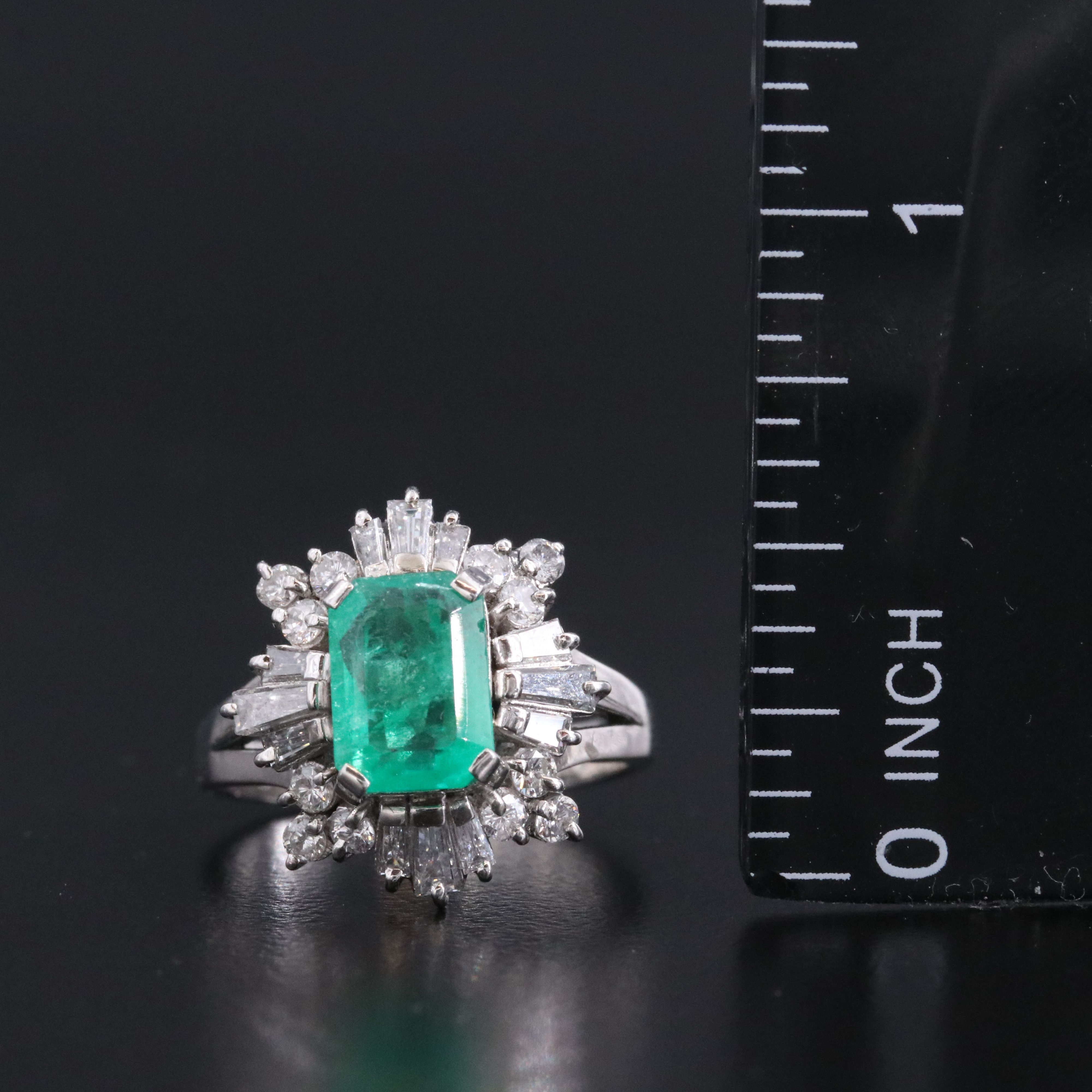 Platinum 1.44 CT Colombian Emerald and Diamond Ring with GIA Report